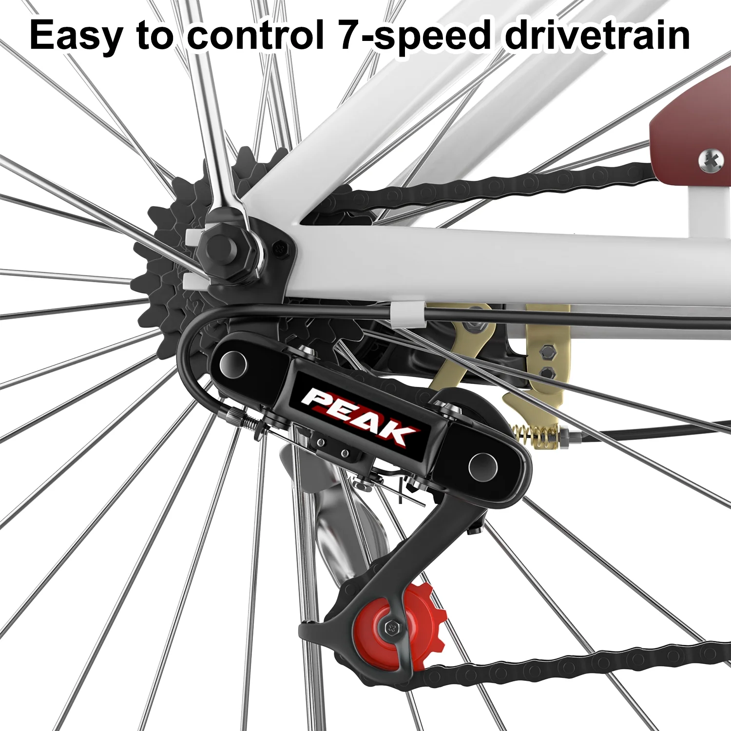 FIXTECH 7 Speed Foldable Comfort Cruiser Bike, 26 inch with Basket for Women and Girls, White - Womvr