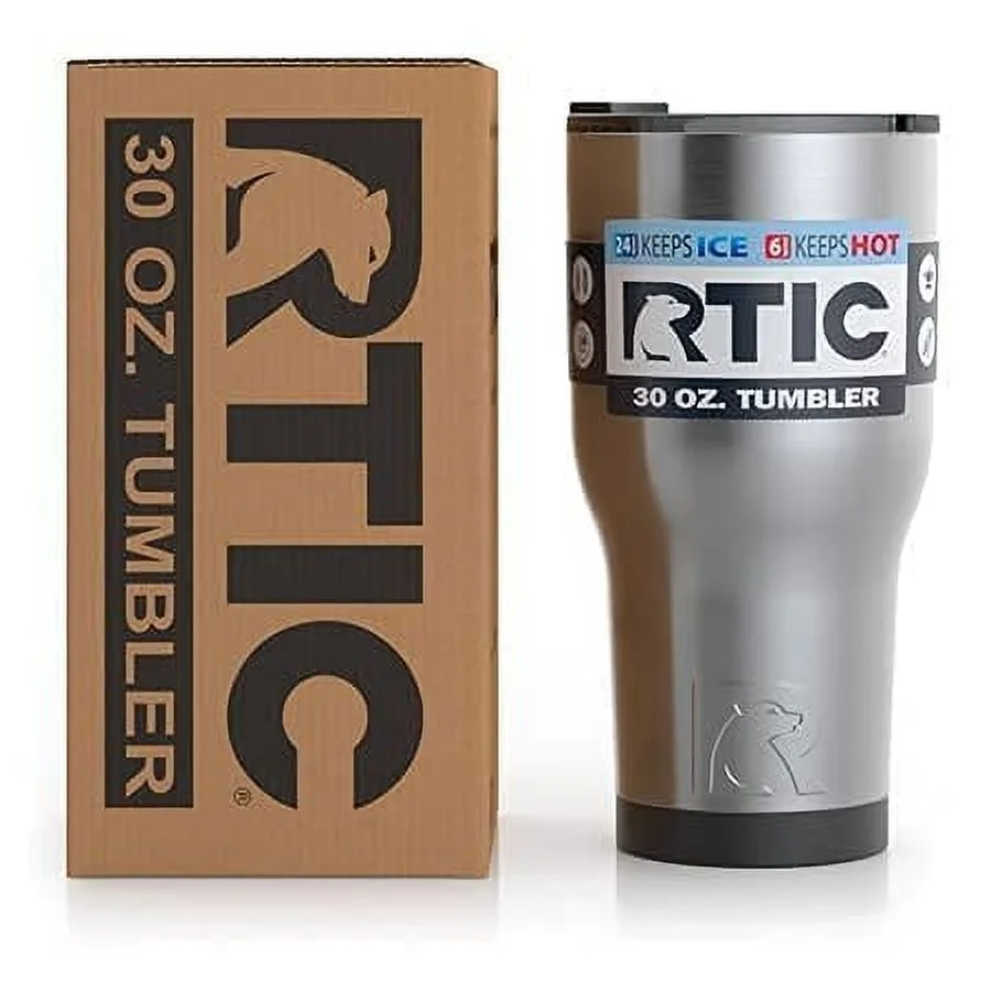 RTIC 30 OZ Insulated Tumbler Stainless Steel Coffee Travel Mug with Lid, Spill Proof, Hot Beverage and Cold, Portable Thermal Cup for Car, Camping, Deep Harbor - Womvr