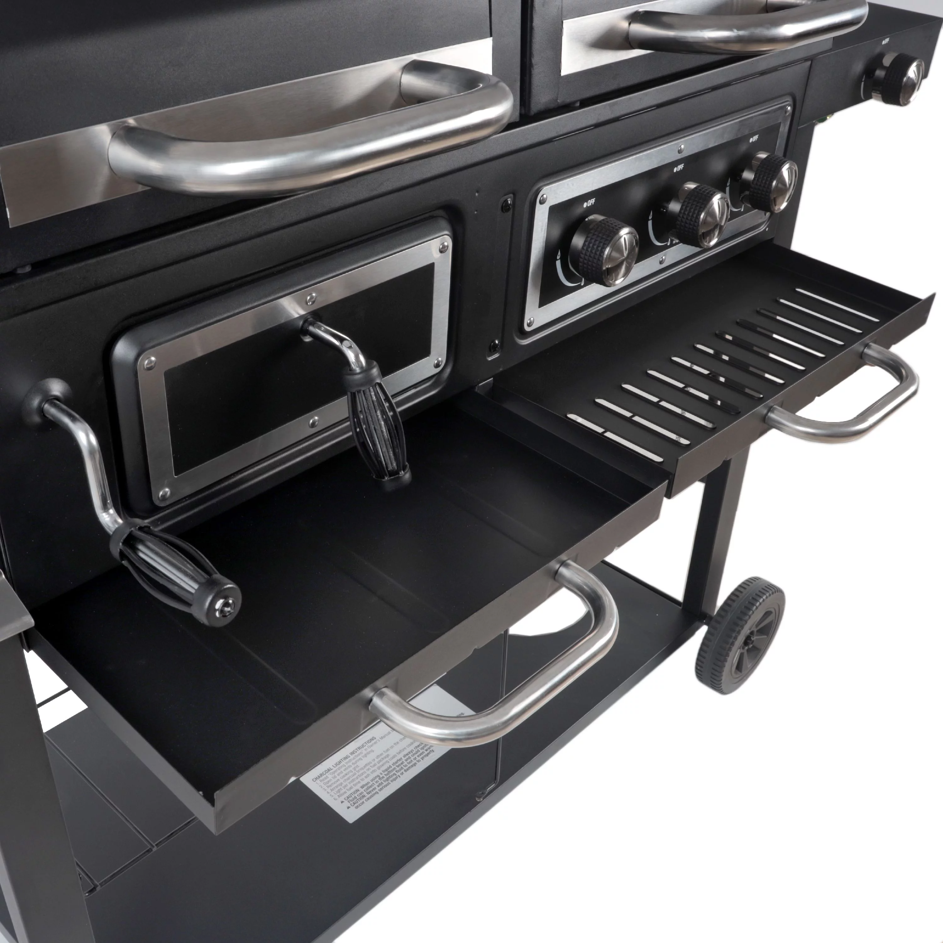 RevoAce Dual Fuel Gas & Charcoal Combo Grill, Black with Stainless - Womvr