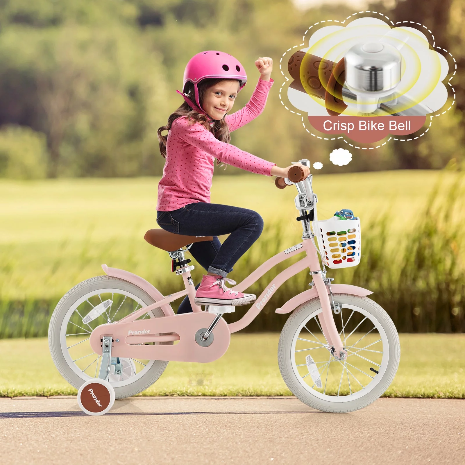 Costway 16'' Kids Bike Toddler Adjustable Bicycle withTraining Wheel for 4-8 Years Old Girl Pink - Womvr