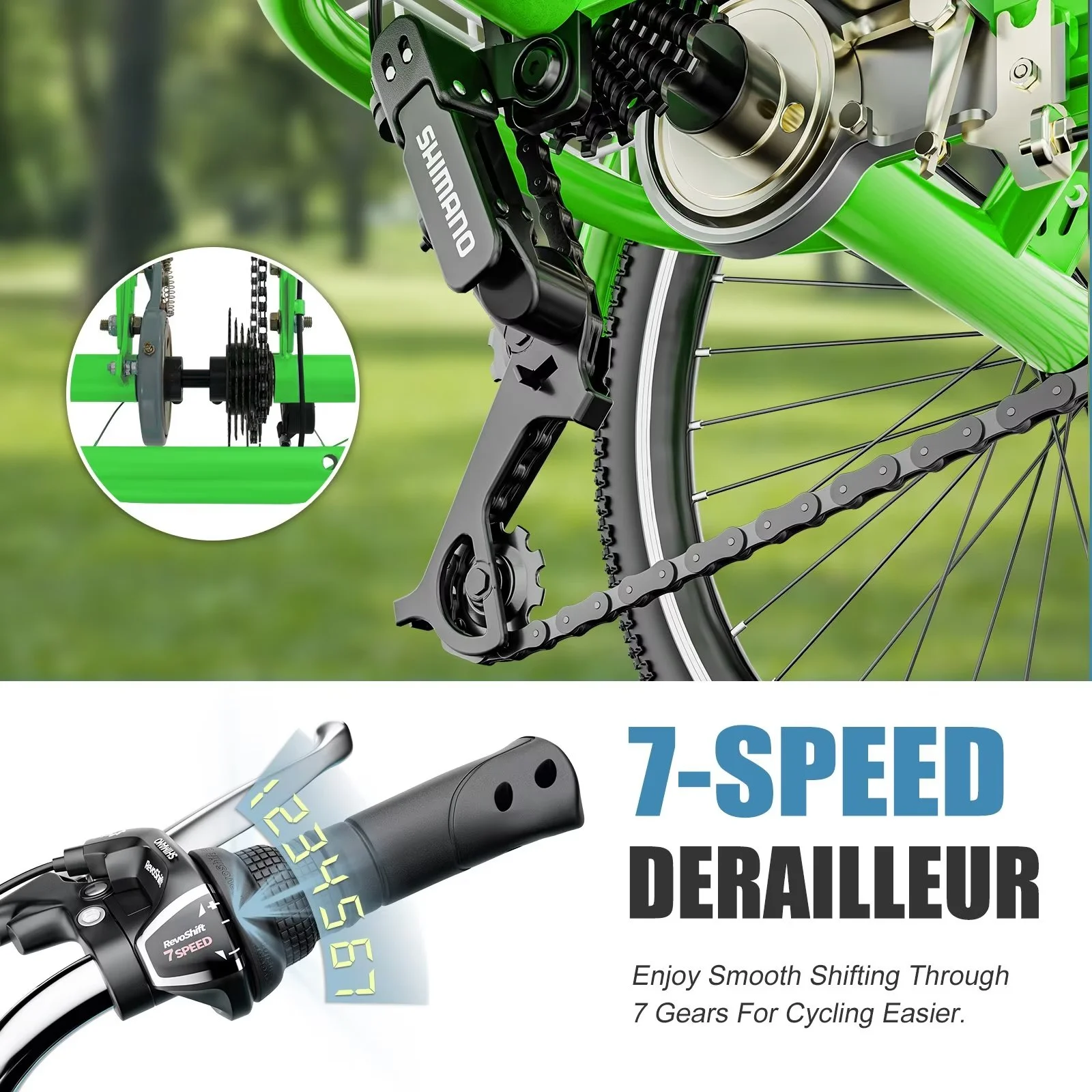 MOPHOTO Adult Tricycle 20/24/26 inch 3 Wheel Bicycle,3 Wheel Bikes for Adults,7 Speed Low Stepover Frame Tricycle with Basket/Bell,3 Wheel Bicycle for Seniors,Women,Men - Womvr