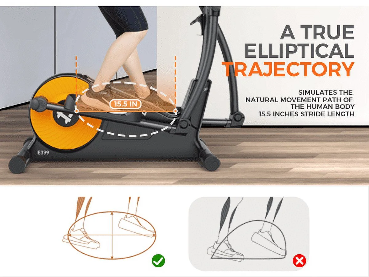 Pooboo Silent Magnetic Elliptical Bike Stationary Exercise Machine for Home Gym Cardio Workout 300lb - Womvr