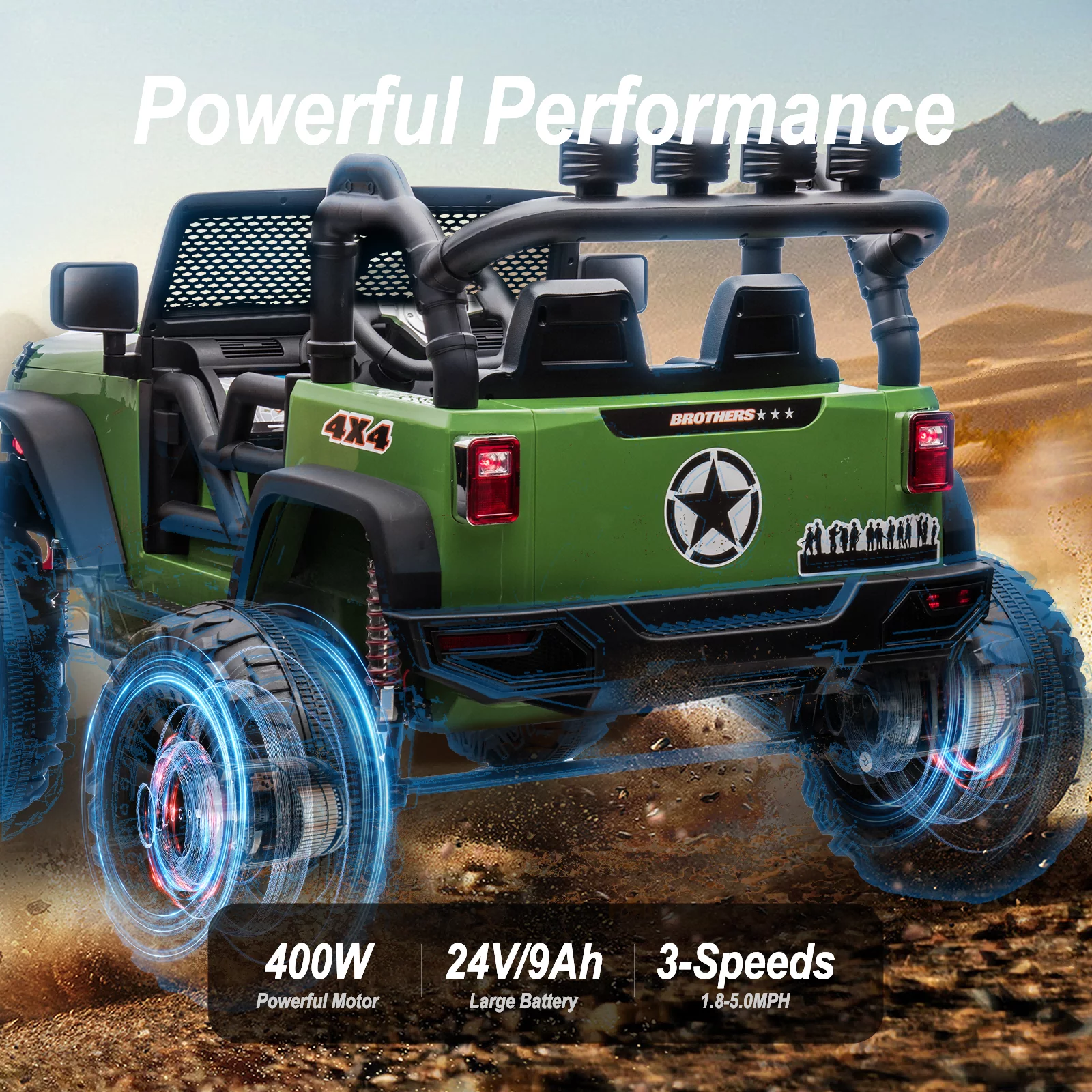 Hikiddo 24V Kids Ride on Truck, 2 Seater Powered Ride on Toy Car with Remote - Womvr