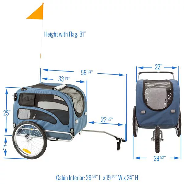 Rage Powersports Bicycle Dog Trailer Carrier, Blue, 56.25