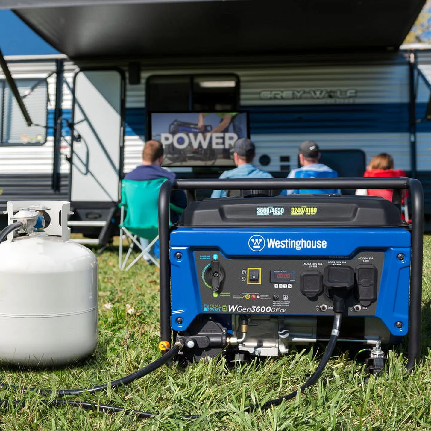 Westinghouse 4650 Peak Watt Dual Fuel Portable Generator with RV Outlet and CO Sensor - Womvr