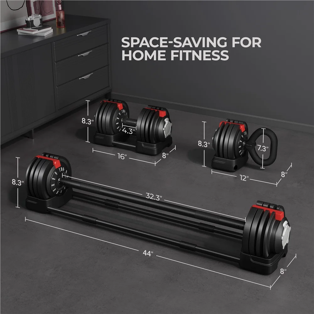 Yaheetech 3-40lbs 3-In-1 Adjust Dumbbell Weight Set with Anti-Slip Handle, Black - Womvr