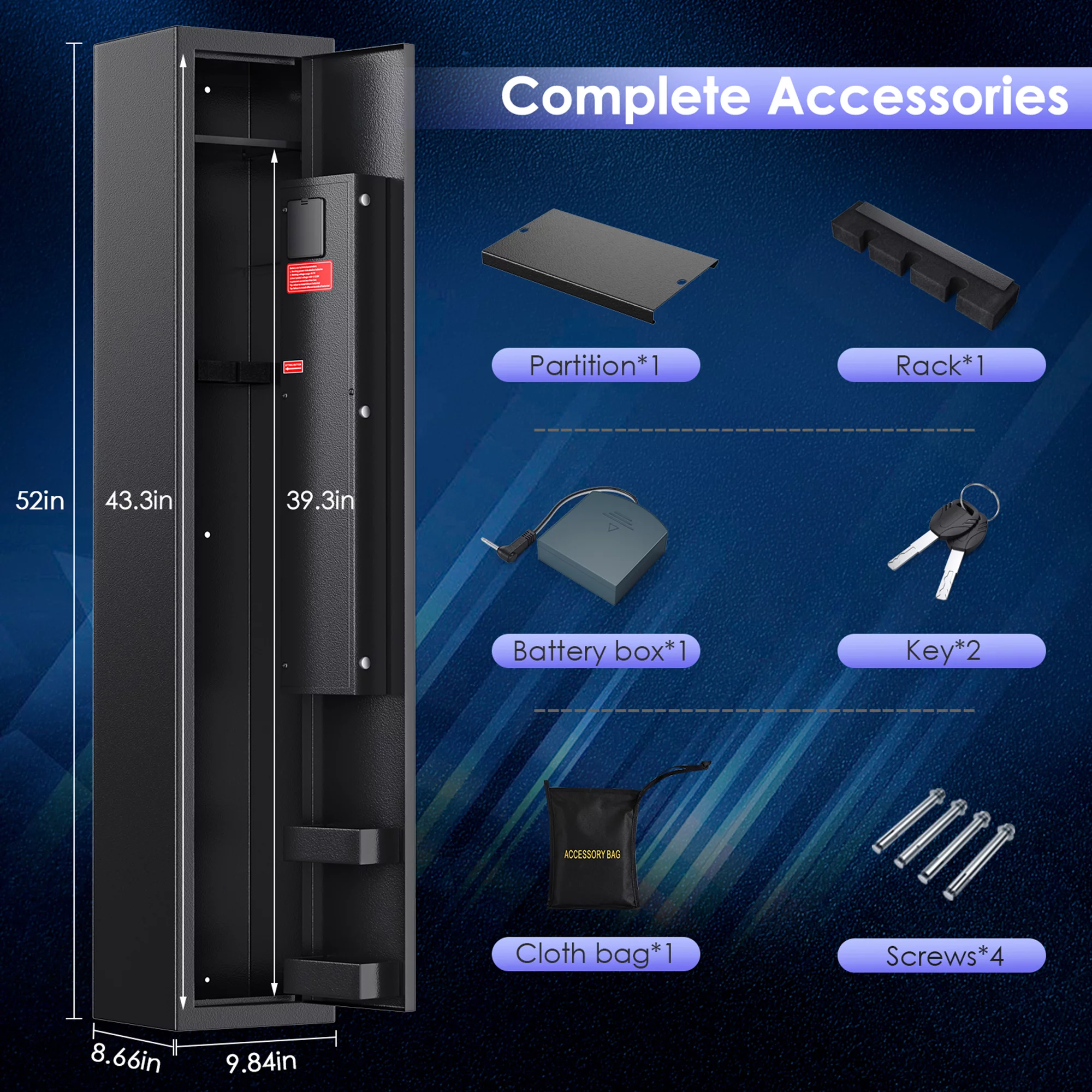 SRWTRCHRY Fingerprint 5-Gun Safe, 2s Quick Access Gun Cabinet with 2 Open Ways, Electronic Storage Cabinet for Rifles, Heavy-Duty Security Cabinet with Removable Shelf, 56''H - Womvr