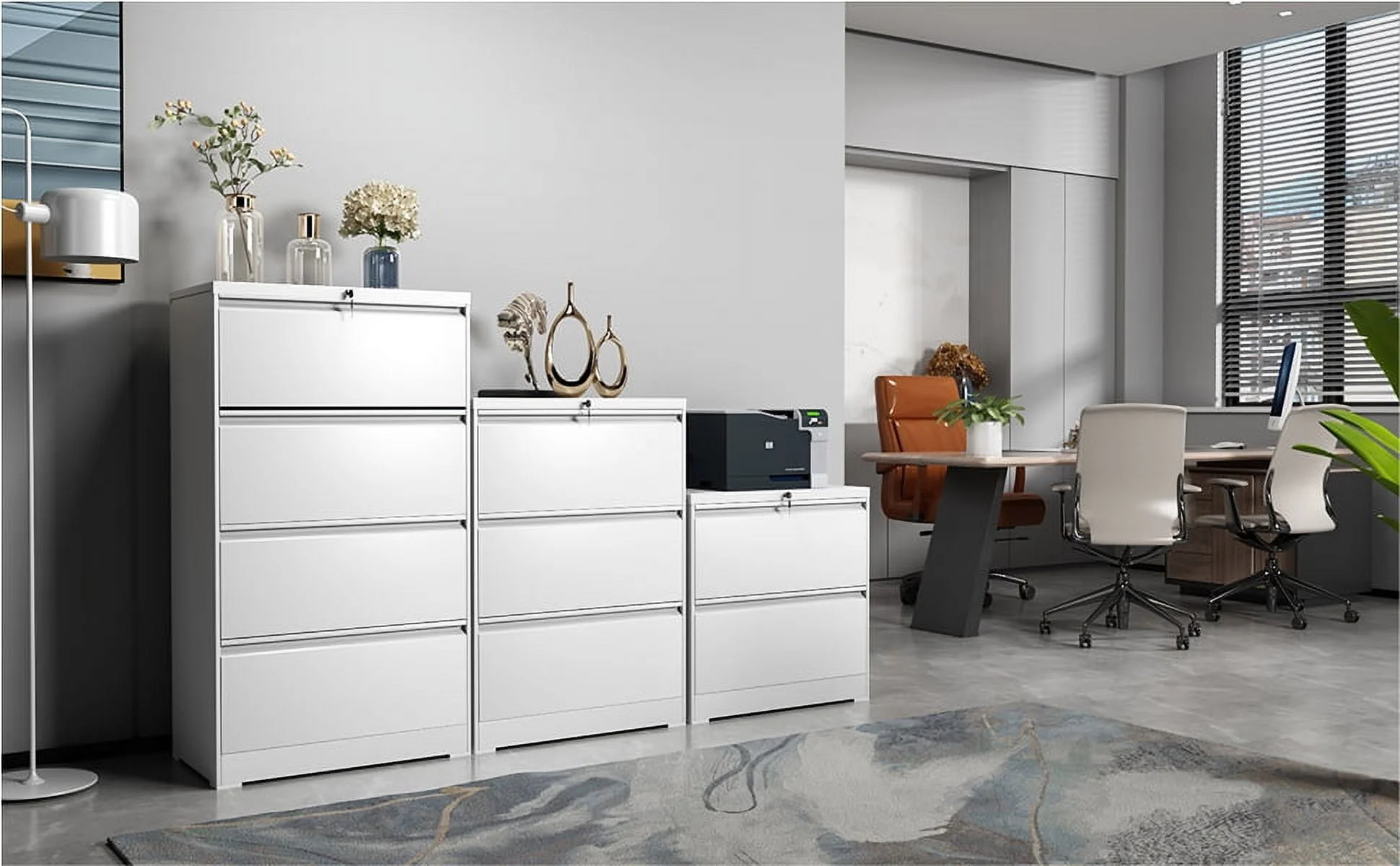 SUPEER 4 Drawer File Cabinet , Metal Vertical File Storage Cabinet with Lock, Office Home Steel Vertical File Cabinet for A4 Letter /Legal Size, 14.96
