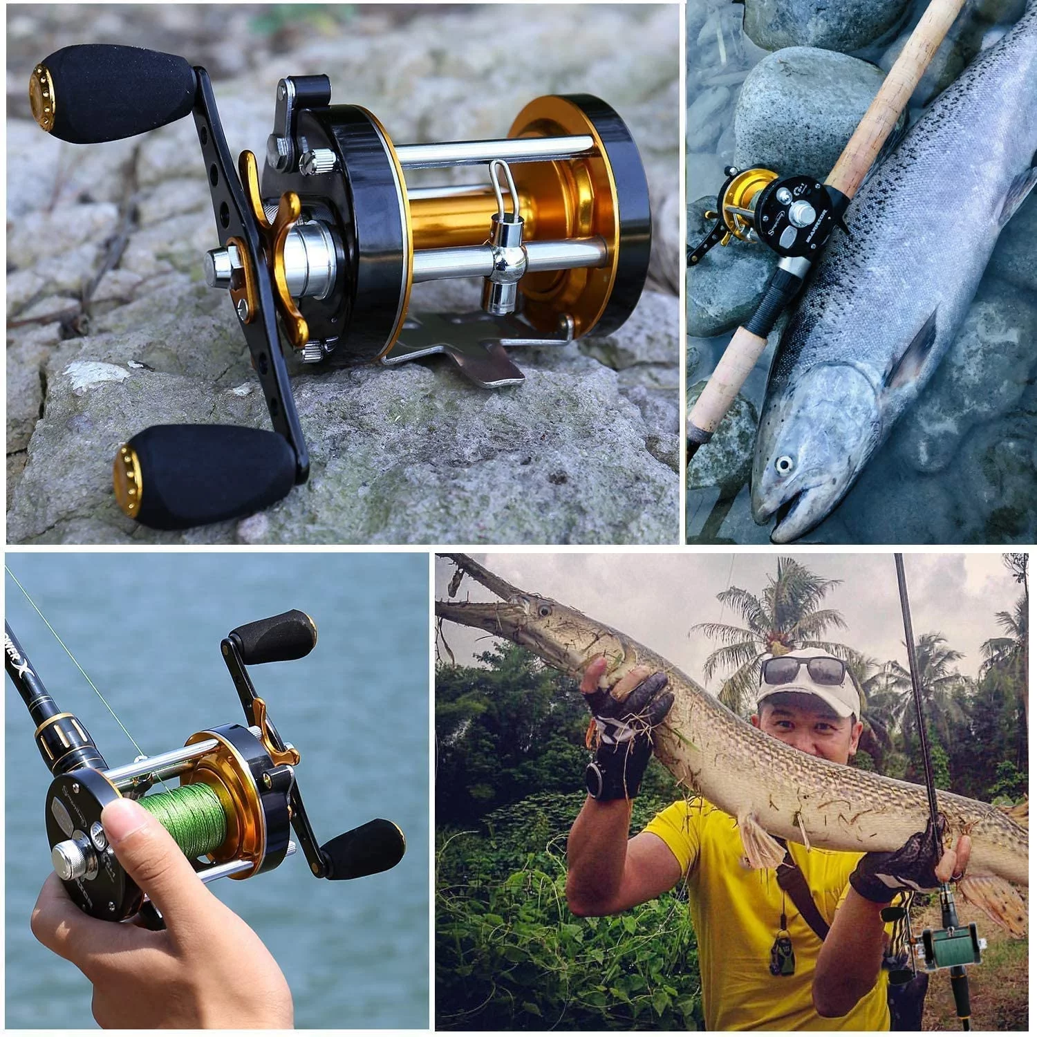 Sougayilang Round Baitcasting Reel Reinforced Metal Body EVA Left/Right Handle Conventional Fishing Reel - Womvr