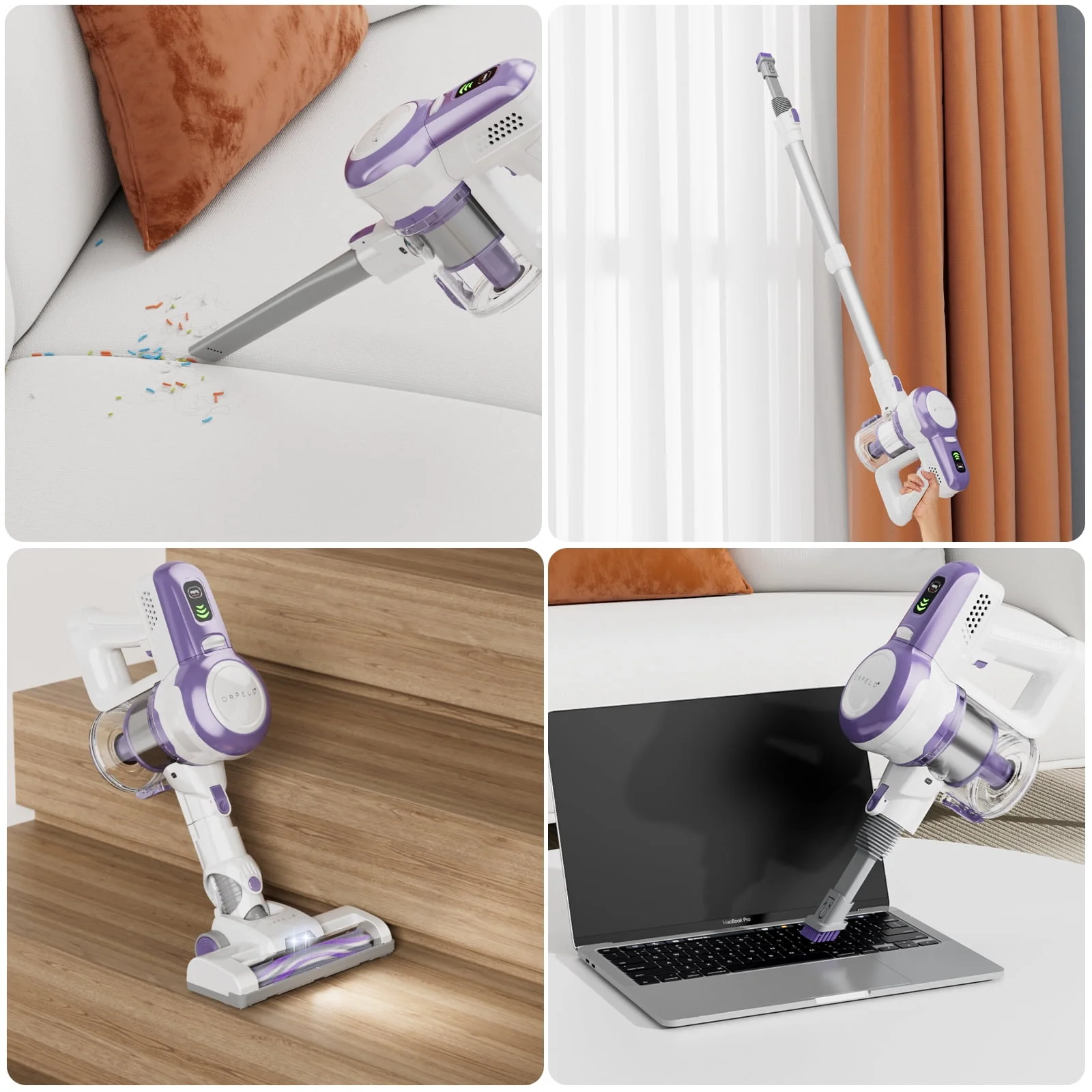 ORFELD V30 Cordless Vacuum Cleaner, 20000Pa Stick Vacuum 2 in 1, Up to 50 Mins Runtime for Home - Womvr