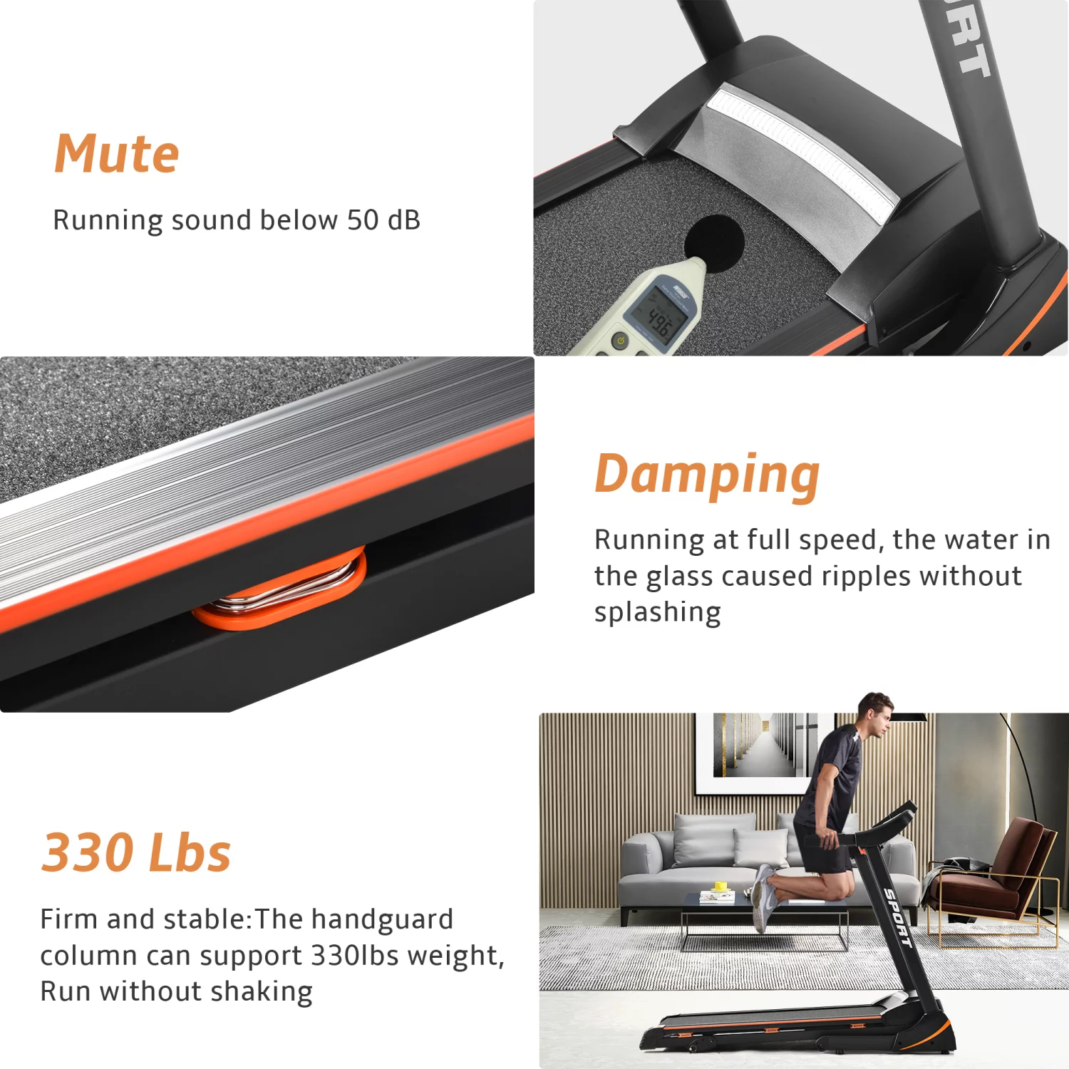 Folding 3.5 HP Treadmill 330 LB Capacity for Home, 15% Manual Incline Running Machine with & Strong Shock Absorption, Easy Assembly & Space Saver for Home Office Workout - Womvr