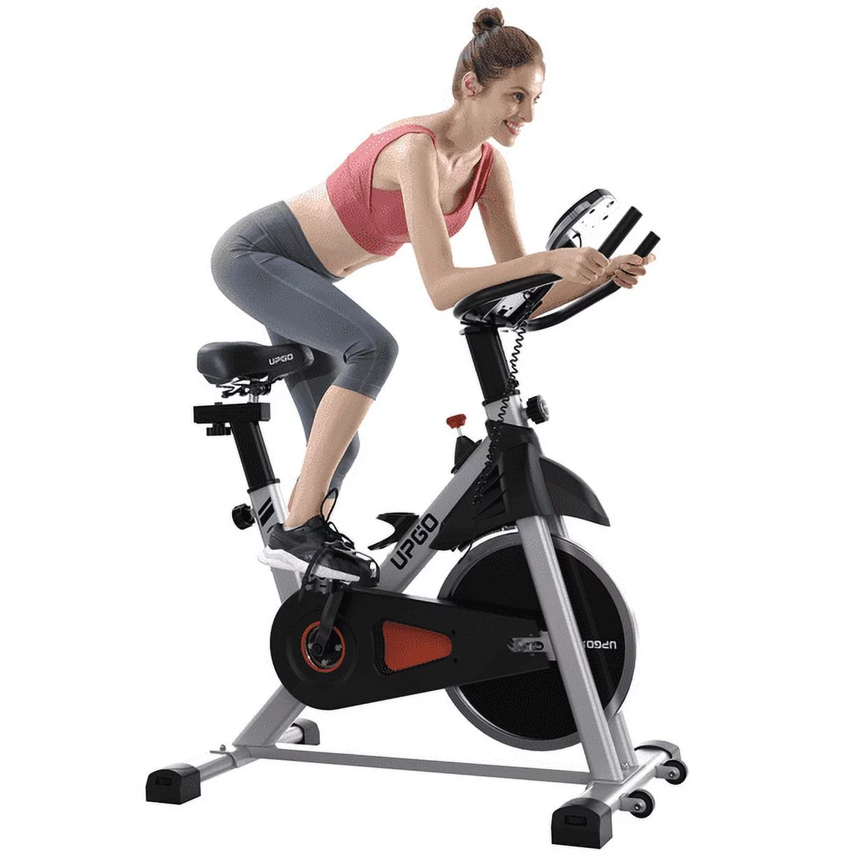 UPGO Indoor Cycling Bike Stationary Bike with 270lb Max Weight Exercise Bicycle with Ipad Mount & Comfortable Seat Cushion for Home Cardio Workout - Womvr