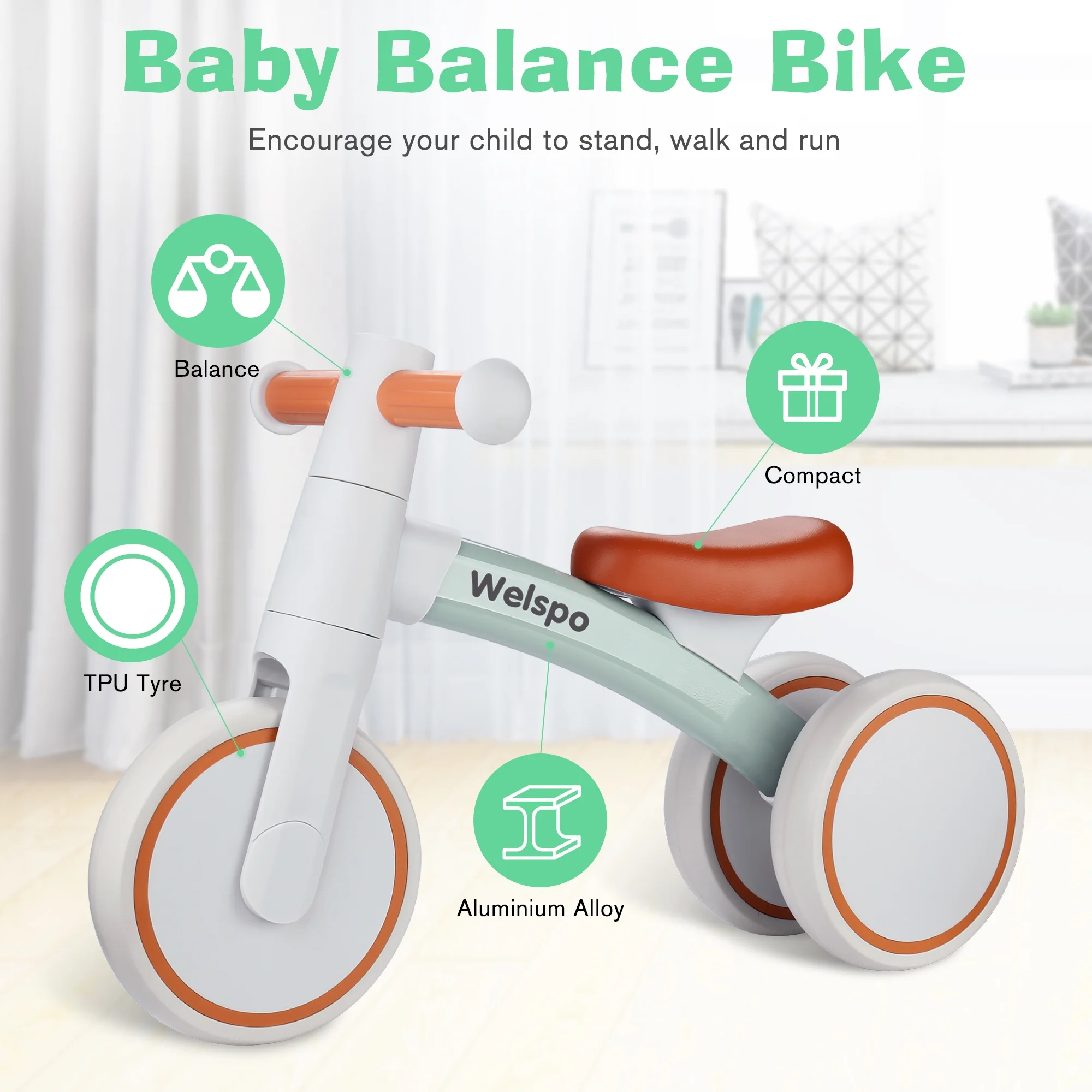 Baby Balance Bike, Mini Bike for Ages 10 Months to 3 Years, Infant Walker fo Boy and Girl First Birthday Gifts - Womvr