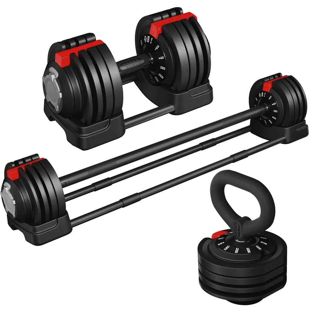 Yaheetech 3-40lbs 3-In-1 Adjust Dumbbell Weight Set with Anti-Slip Handle, Black - Womvr