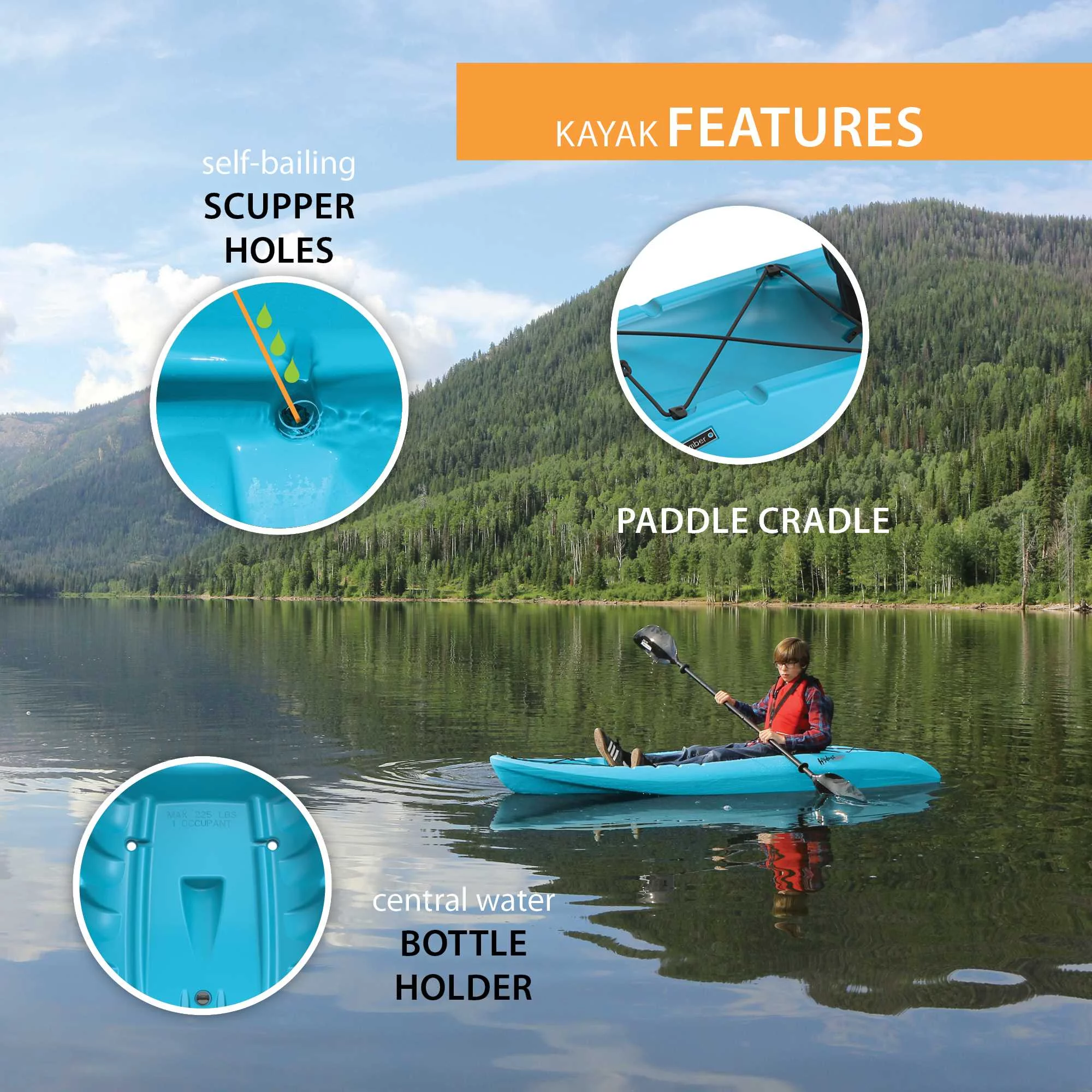 Lifetime Hydros 101 inch Sit-on-Top Kayak, Glacier Blue (90594) - Womvr