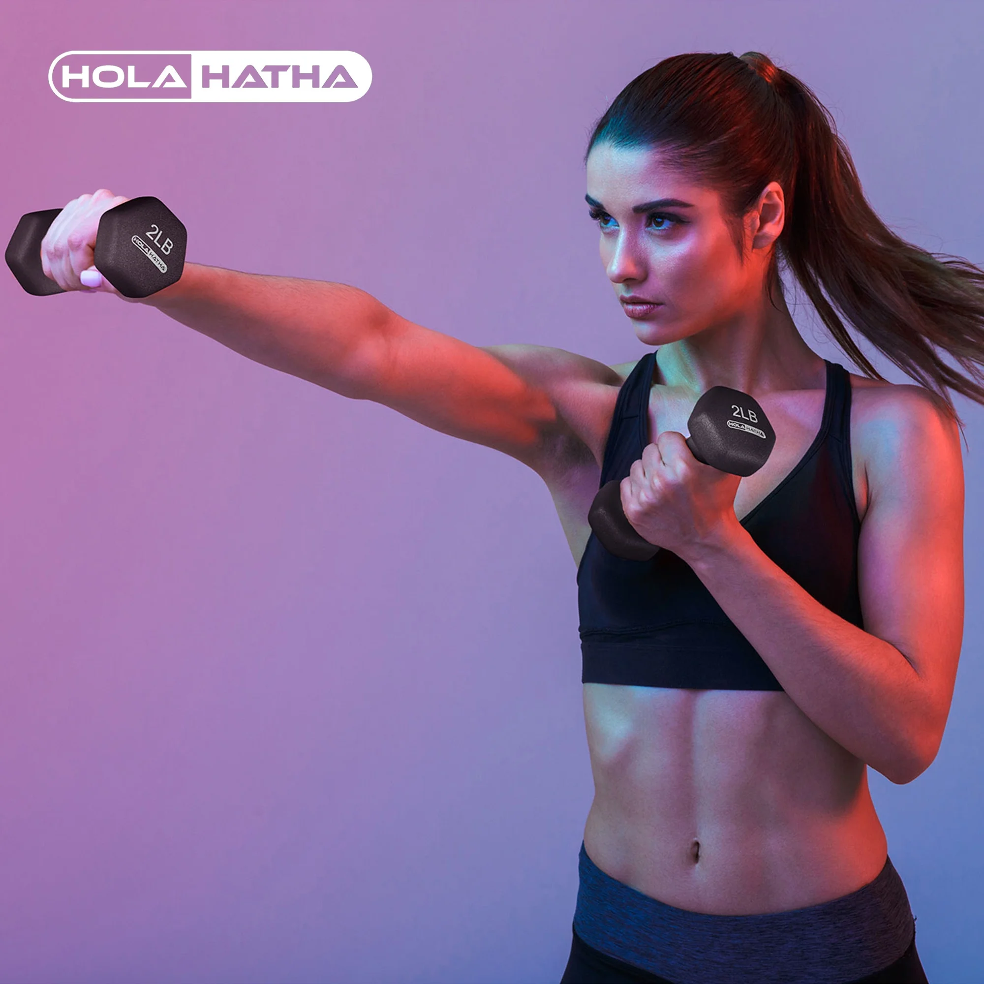 HolaHatha 2, 3, and 5 Pound Neoprene Dumbbell Free Weight Set with Rack - Womvr