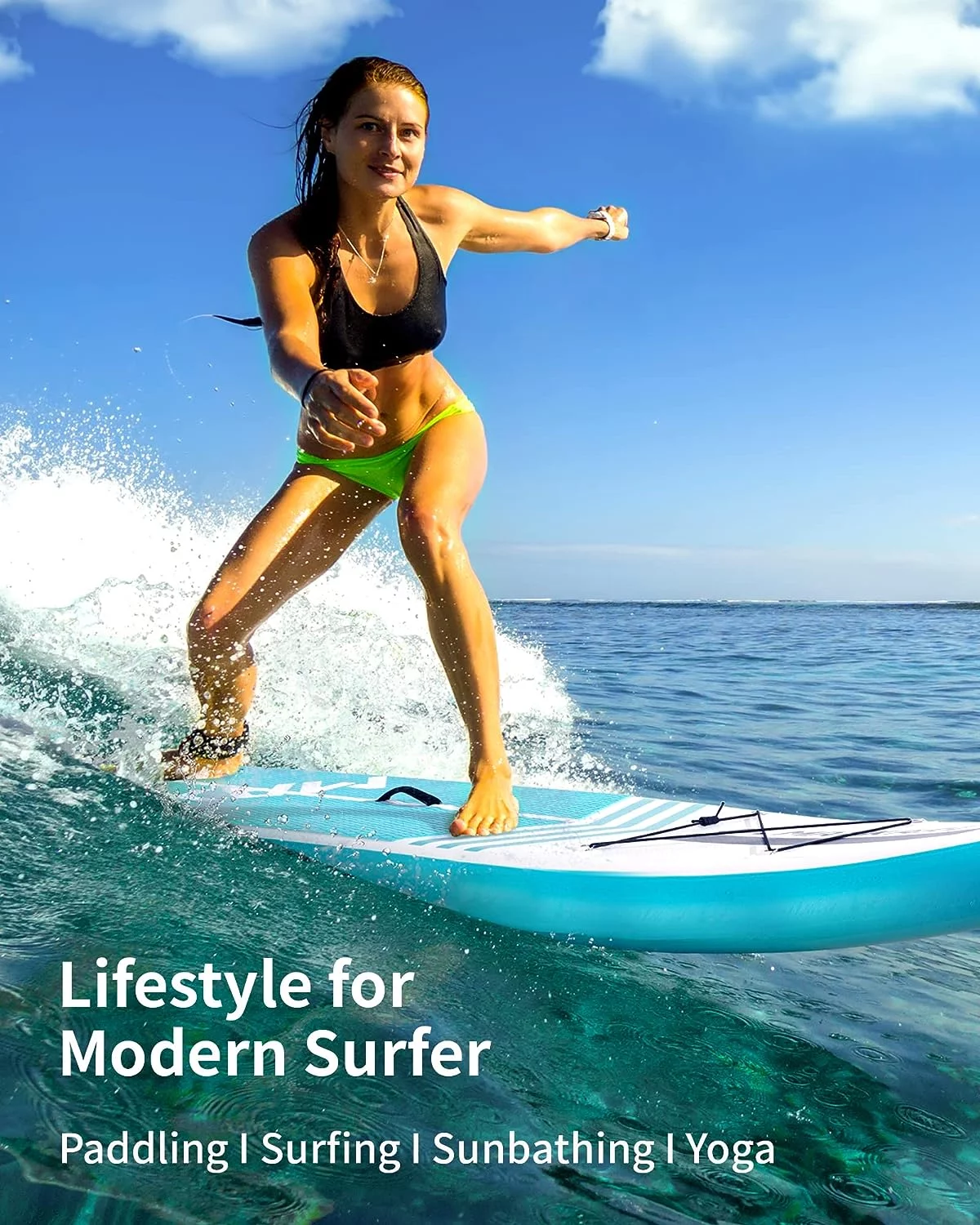 Marnur Inflatable Paddle Board Stand up Paddle Board 10' SUP 6 in.Thick Board Carry Bag & Fast Pumping Green - Womvr