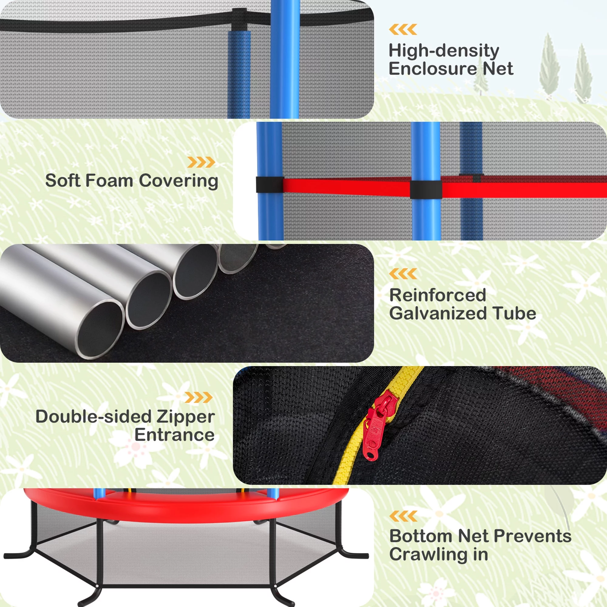 Gymax 55'' Recreational Trampoline for Kids Toddler Trampoline w/ Enclosure Net Navy - Womvr