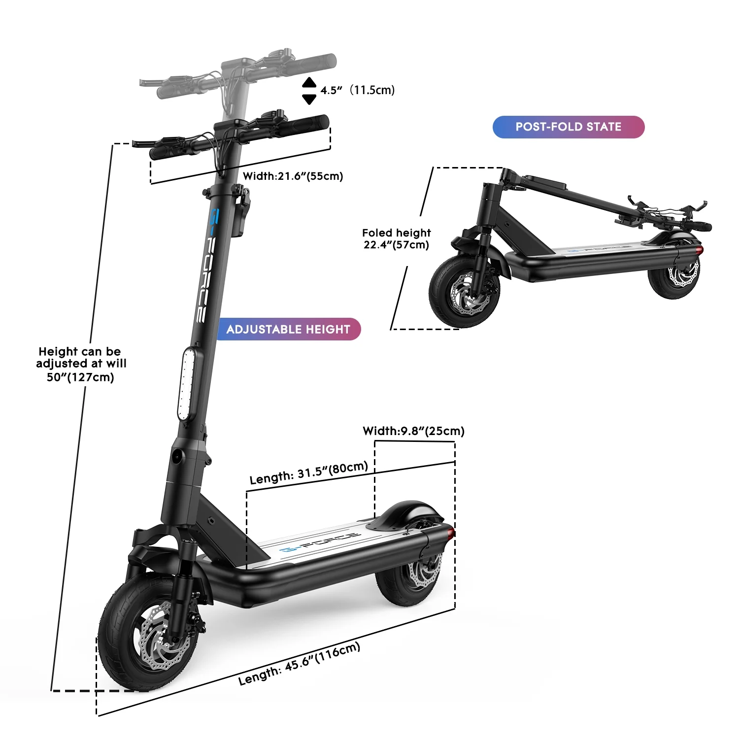 G-FORCE S10 Moped Electric Scooter for Adult, 500W Motor Foldable Commuter Scooter 10