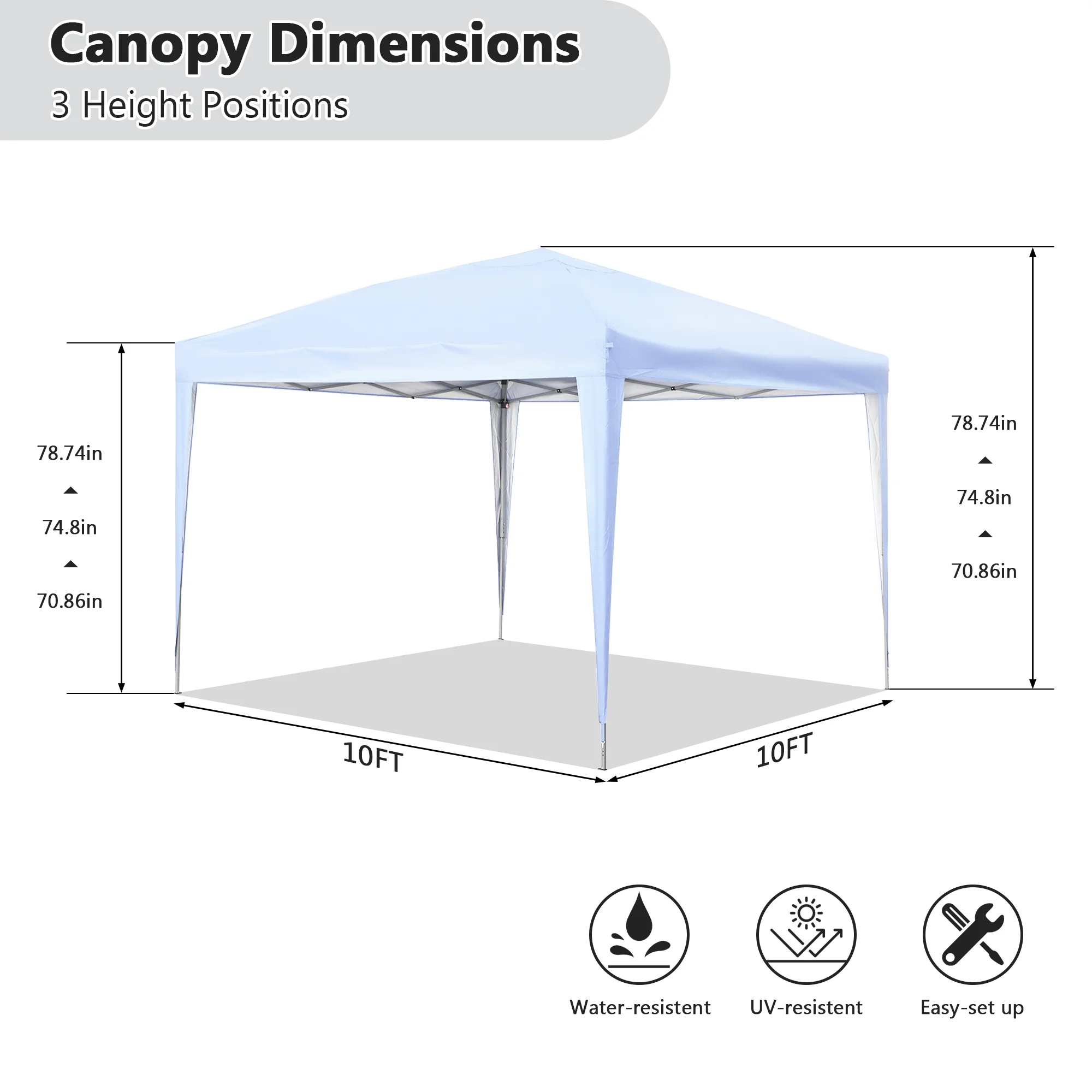 Outdoor Basics 10 ft x 10 ft Pop Up Canopy Tent with Carry Bag, Shade Canopy, Great for Picnic, Yard, Beach, Park, Camping, White - Womvr