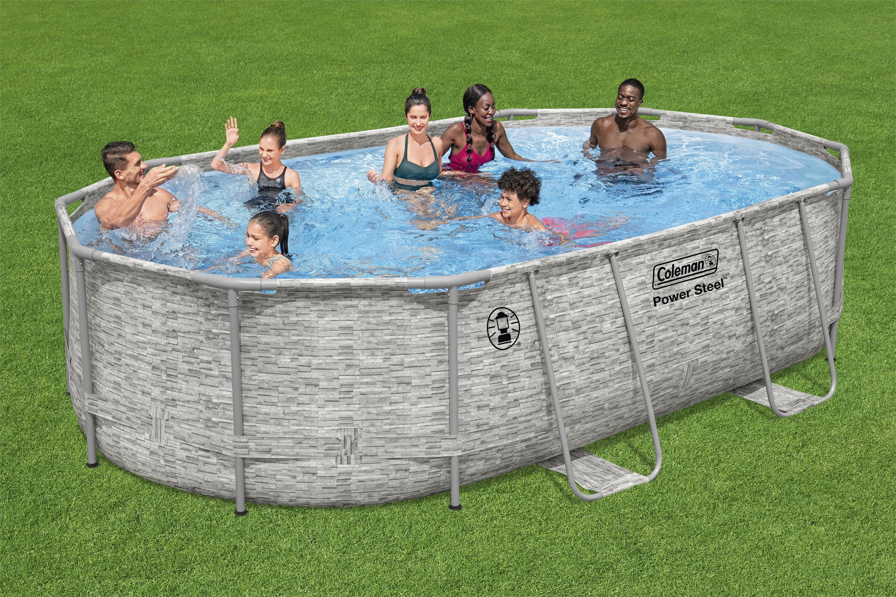 Coleman Power Steel 16 ft. x 10 ft. x 42 in. Oval Metal Frame Above Ground Pool Set - Womvr