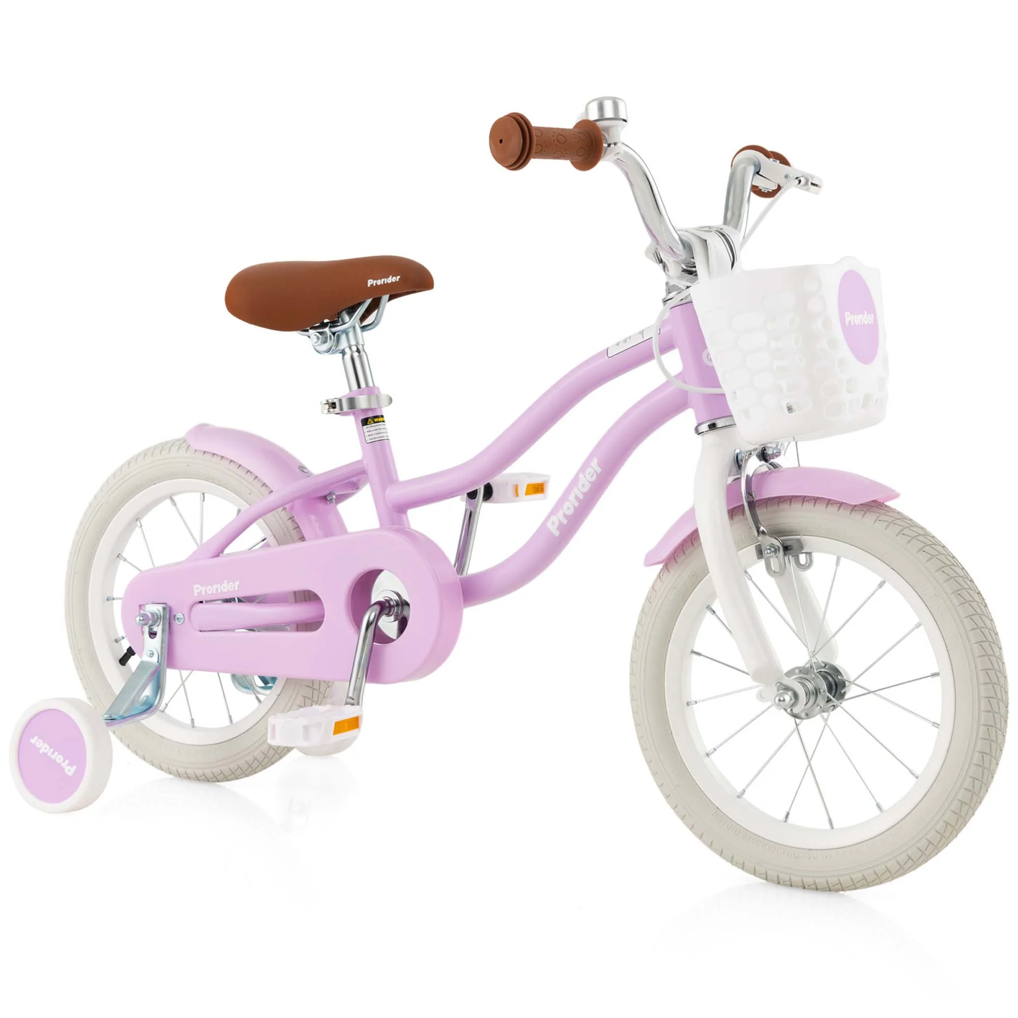 Costway 14'' Kid's Bike with Removable Training Wheels & Basket for 3-5 Years Old Pink - Womvr