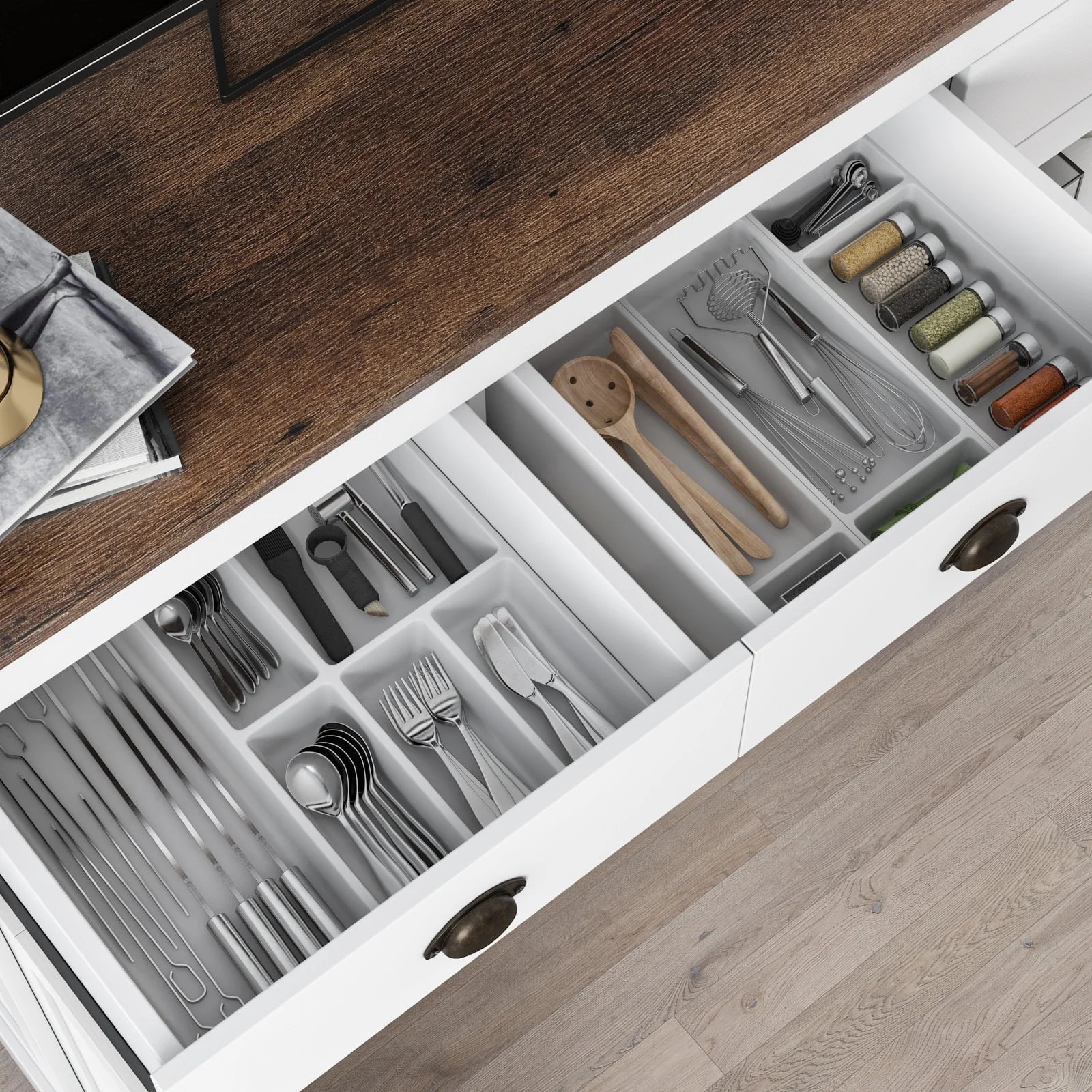Homfa Sideboard Storage Cabinet with 3 Drawers & 3 Doors, 53.54'' Wide Buffet Cabinet for Dining Room, White - Womvr