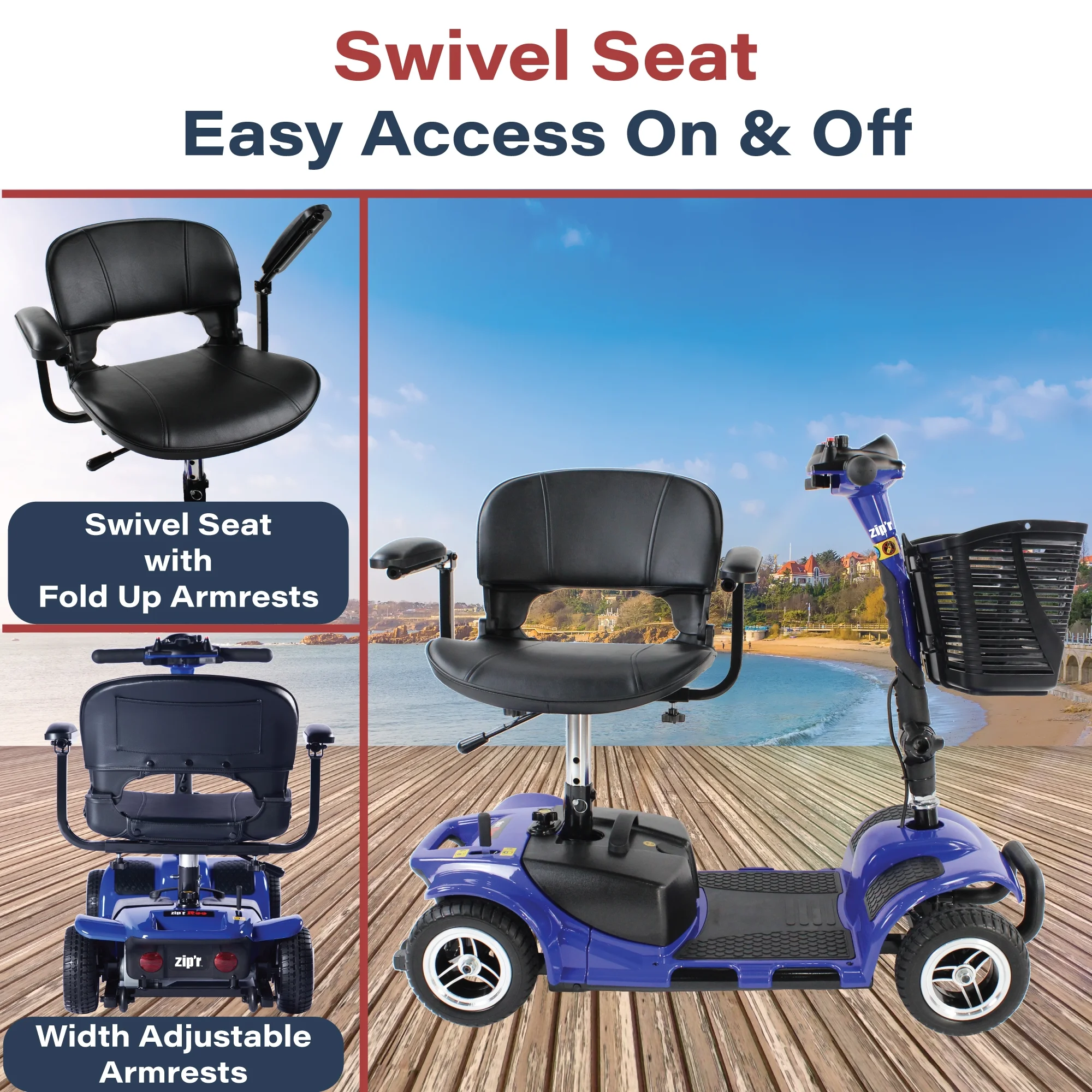 Zipr Roo 4 Wheel Mobility Scooter - For Seniors, Adults, Handicapped - Womvr