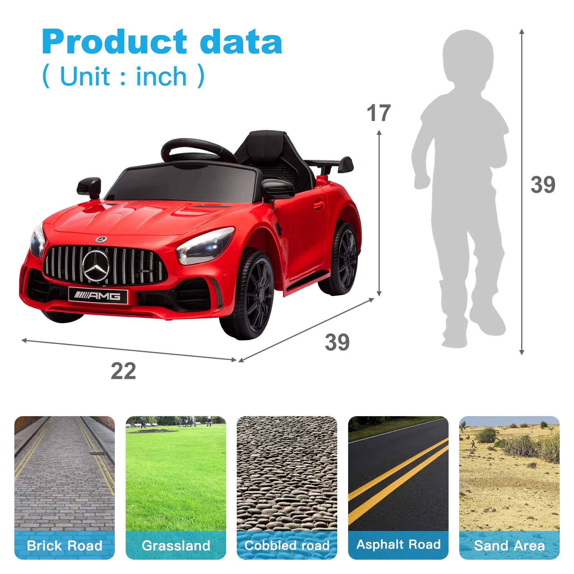 Veryke 12V Kids Ride On Car, Dual Drive Battery Toy Cars with Remote Control & LED Lights - Red - Womvr