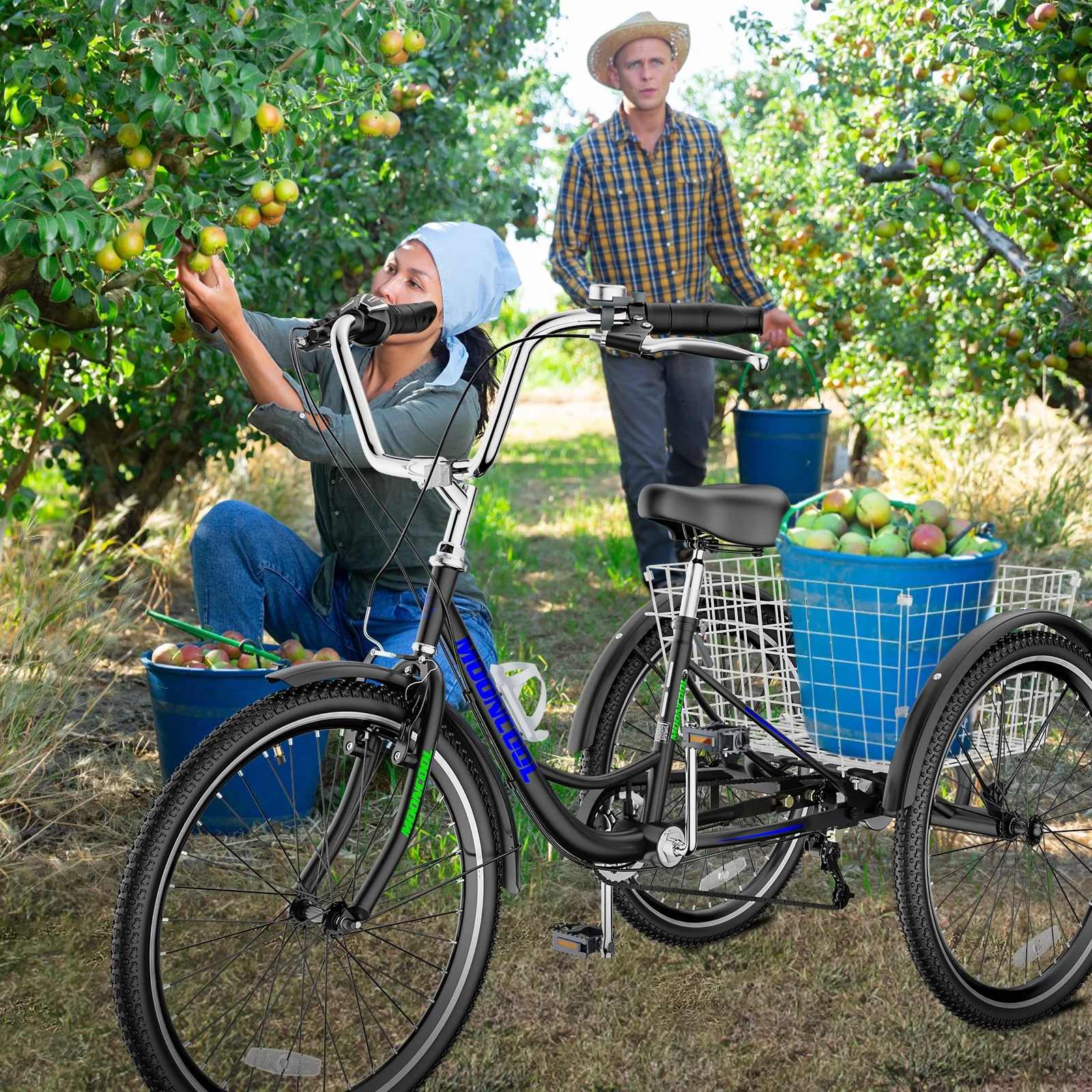 Lilypelle Adult Tricycles 7 Speed 20/24/26 Inch Three Wheel Bike Cruiser Trike with Low-Step Through Frame/Large Basket for Men, Women, Seniors - Womvr