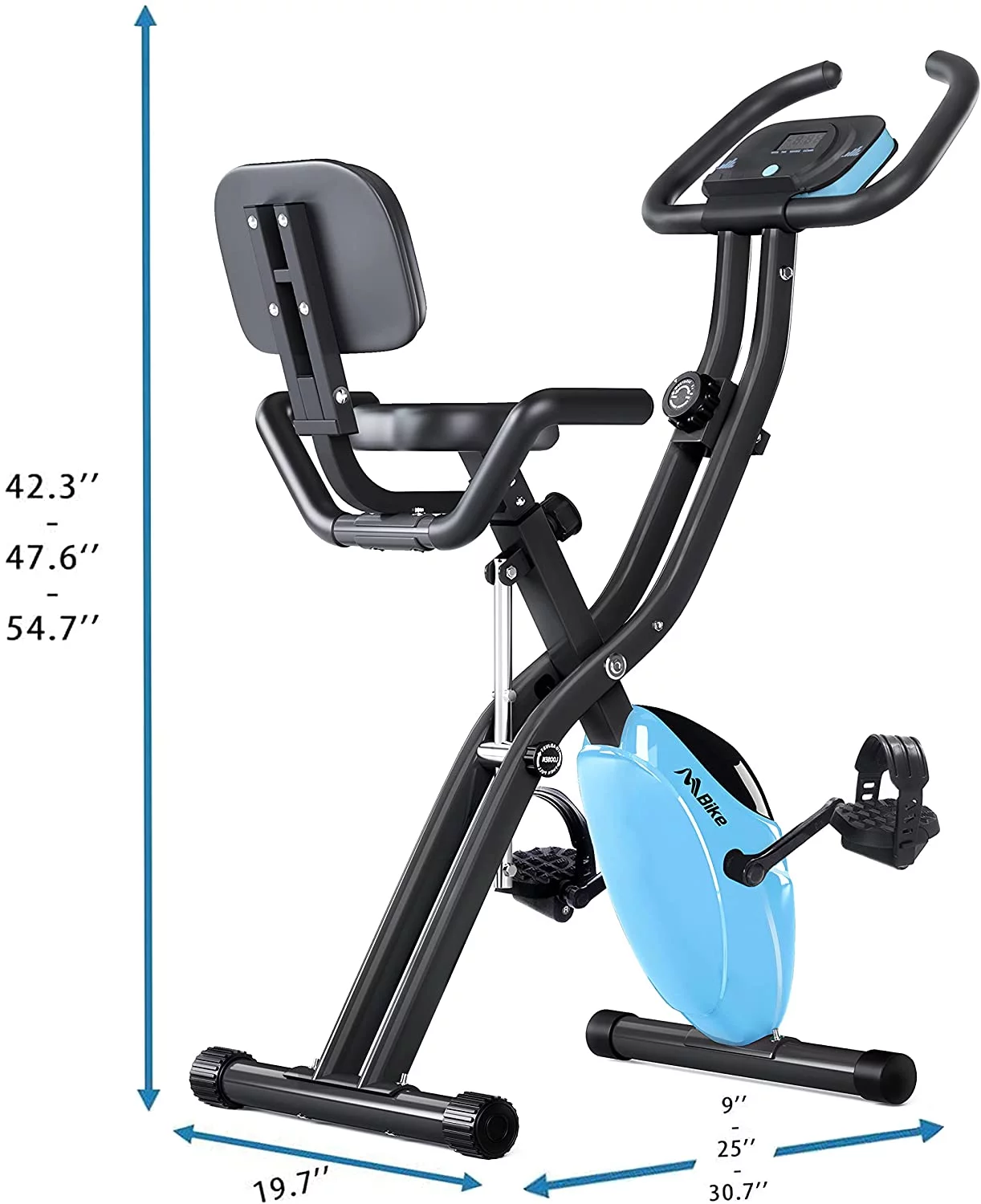 Folding Exercise Bike with 10-Level Adjustable Magnetic Resistance | Upright and Recumbent Foldable Stationary Bike is The Perfect Workout Bike for Home Use for Men, Women, and Seniors - Womvr