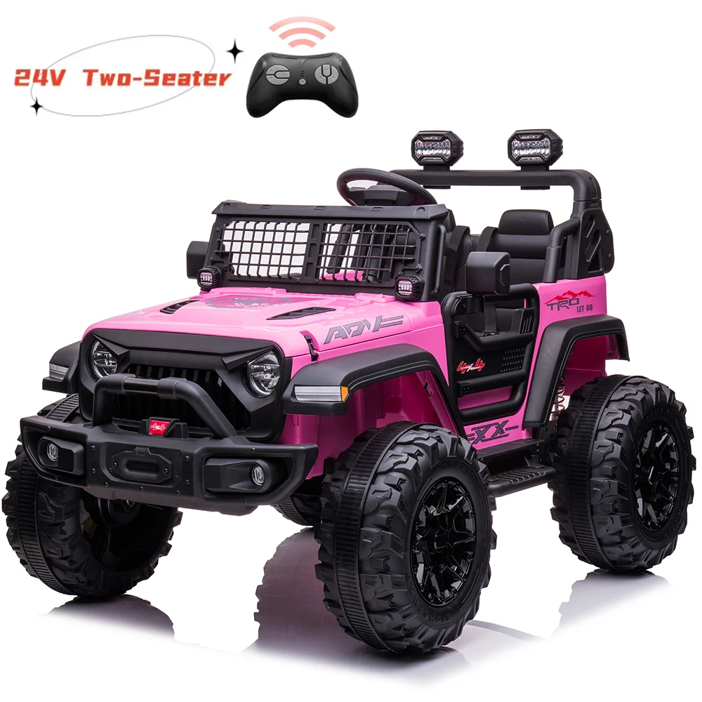OUTOP Kids 24V Ride on Car with Electric Remote Control Dual Drive Power Ride on Toys 2 Seats SUV Truck Wheels Vehicle - Womvr