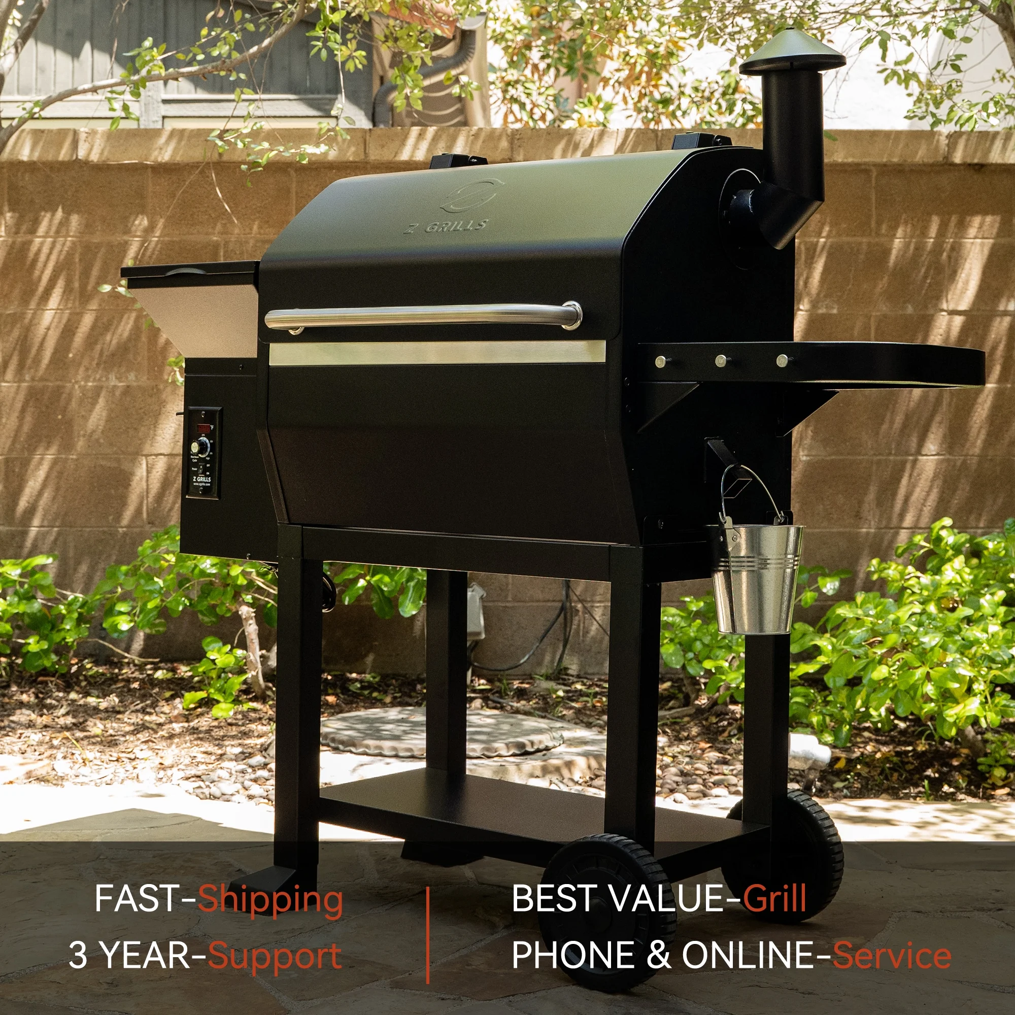 Z GRILLS ZPG-10002B 1060 sq. in. Wood Pellet Grill and Smoker 8-in-1 BBQ Black - Womvr