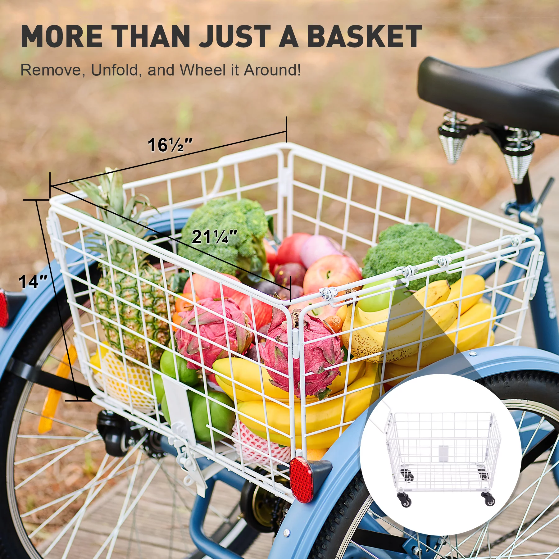 VIRIBUS 24 Inch Adult Trike 7 Speed Bike w Adjustable Seat 2 Baskets Matte Gray - Womvr