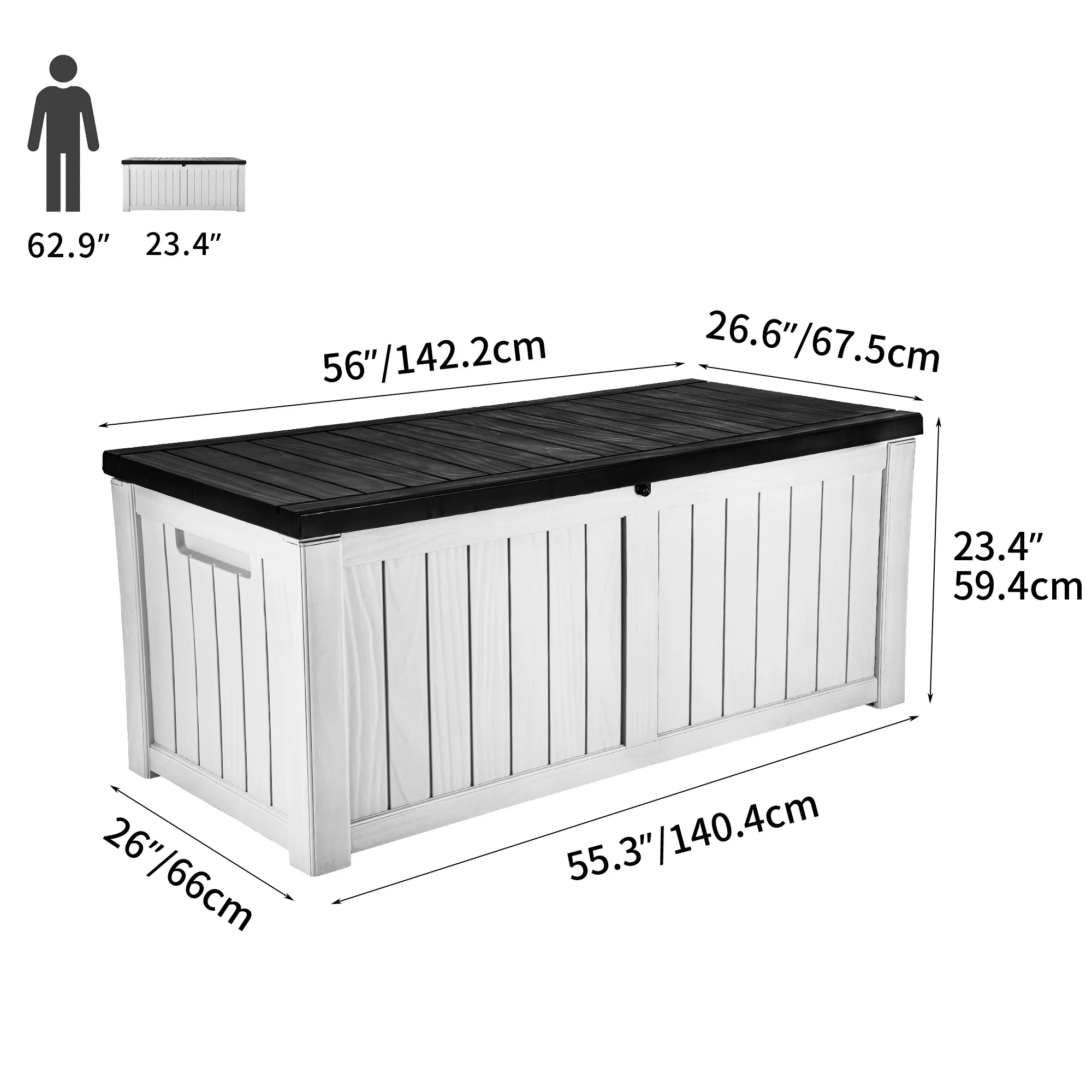Dextrus Outdoor Storage Deck Box for Outdoor Pillows and Pool Supplies - Large Resin Patio Storage 120 Gallon Capacity, Lockable Lid, Waterproof (Brown) - Womvr