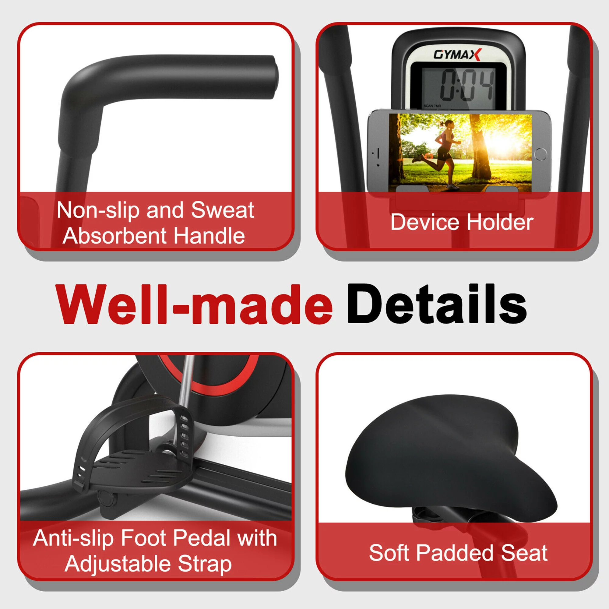 Gymax Unlimited Resistance Airdyne Bike Fan Exercise Bike with Clear LCD Display - Womvr