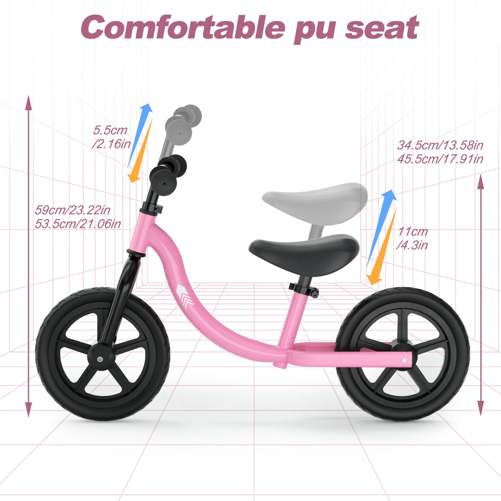 KORIMEFA Toddler Balance Bike - Lightweight Toddler Bike for 2, 3, 4, 5 Year Old Boys and Girls - No Pedal Bikes for Kids with Adjustable Handlebar and seat - Aluminium, EVA Tires - Training Bike - Womvr