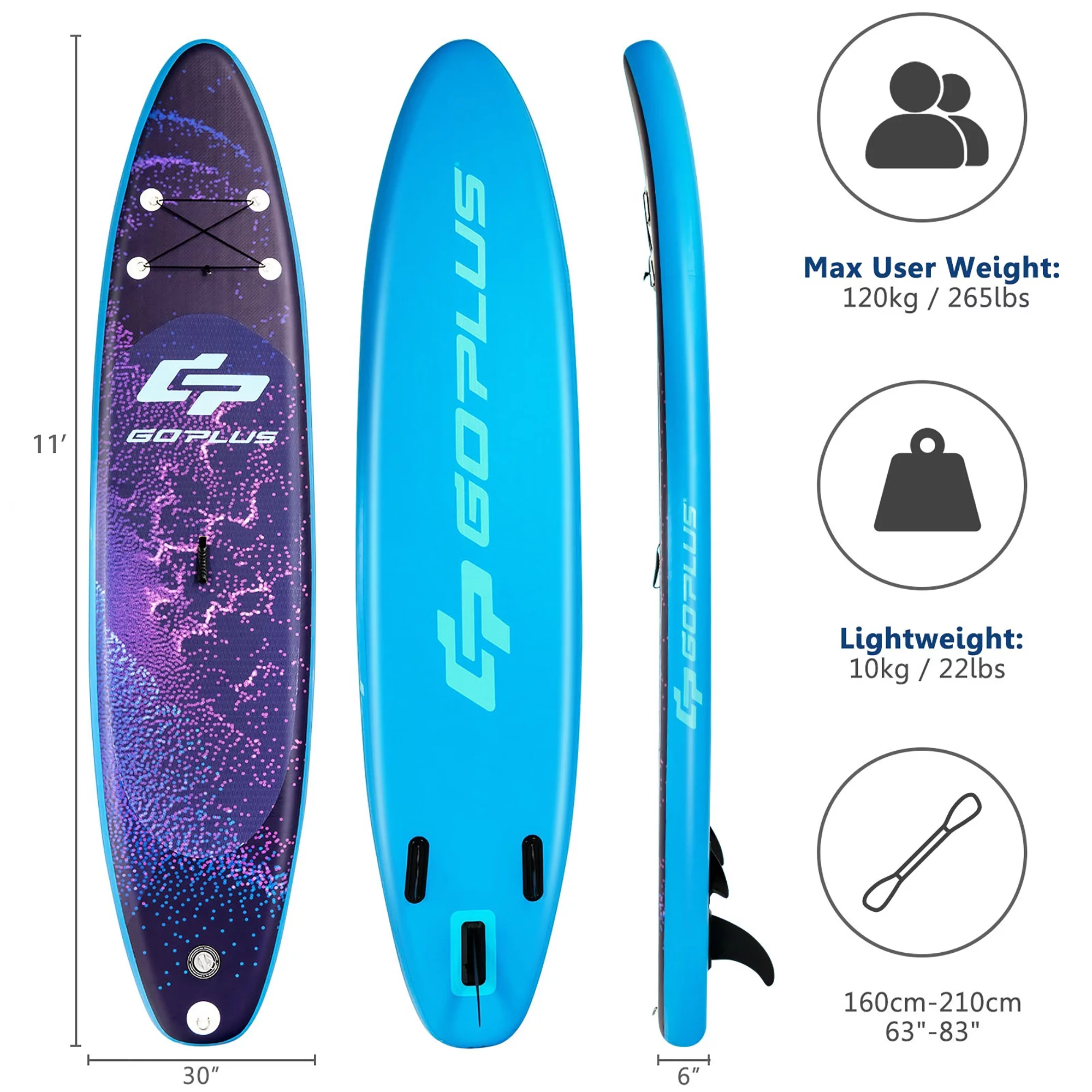 Goplus 10.5' Inflatable Stand Up Paddle Board Surfboard W/Bag Aluminum Paddle - Womvr
