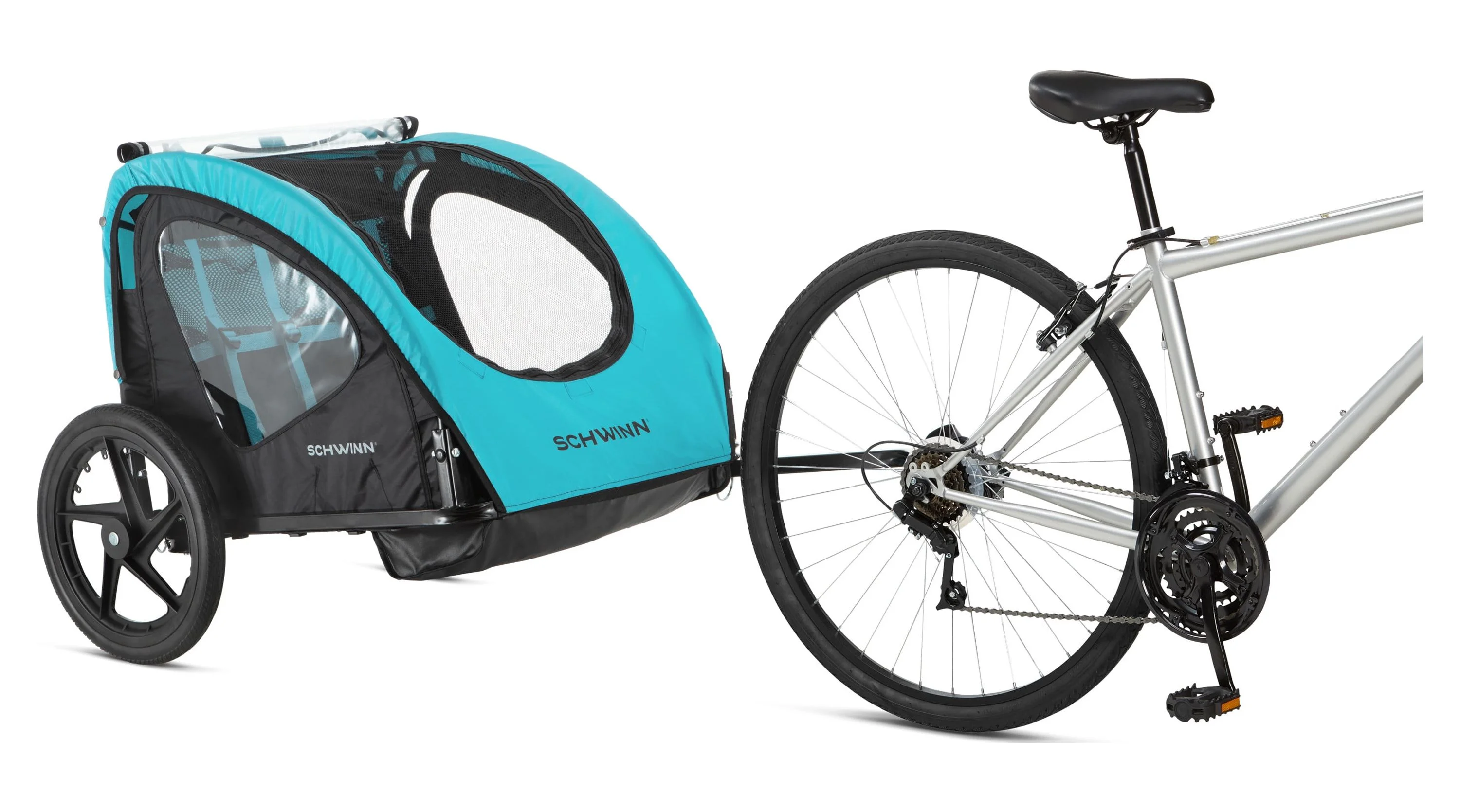 Schwinn Shuttle Foldable Bike Trailer for 2 Passengers, Blue & Black - Womvr