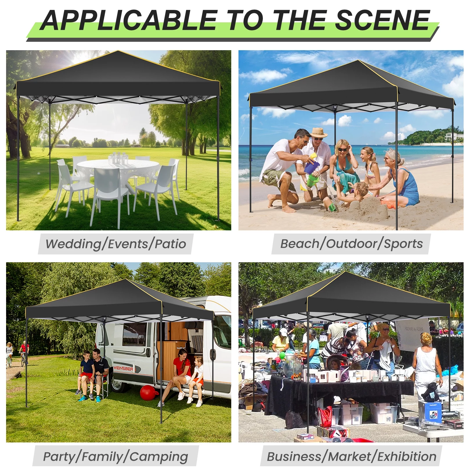 SANOPY 10' x 10' Pop up Canopy, UV and Rain Resistant Canopy Shelter with 4 Removable Sidewalls and Sandbags, Outdoor Canopy with Carry Bag for Grass, Beach and Camping - Womvr