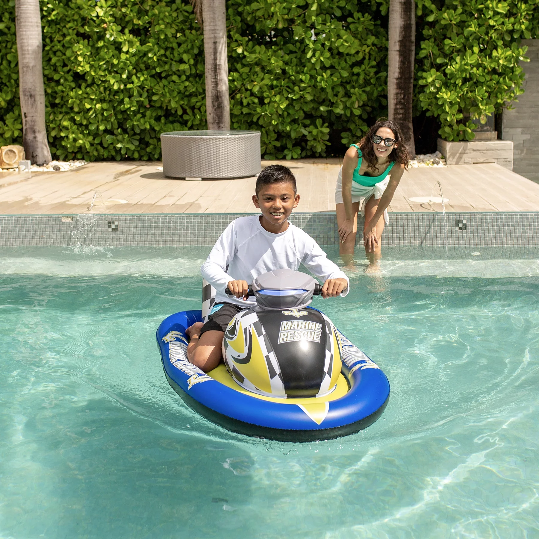 PoolCandy Marine Rescue Motorized Ride-On Inflatable Watercraft Float - Womvr