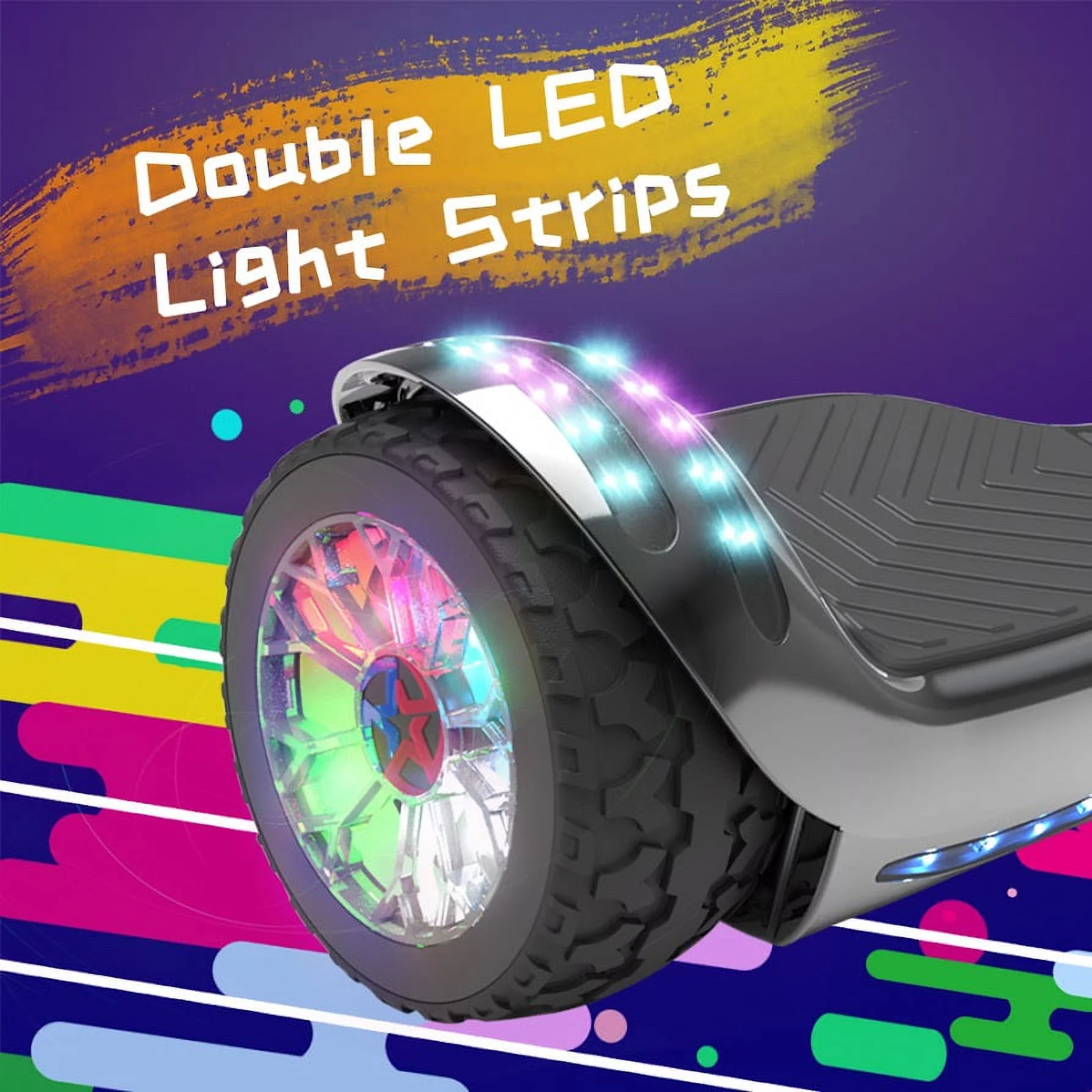 Hoverstar ul2272 Hoverboard All-Terrain LED Flash Wide All Terrian Wheel, Blue - Womvr