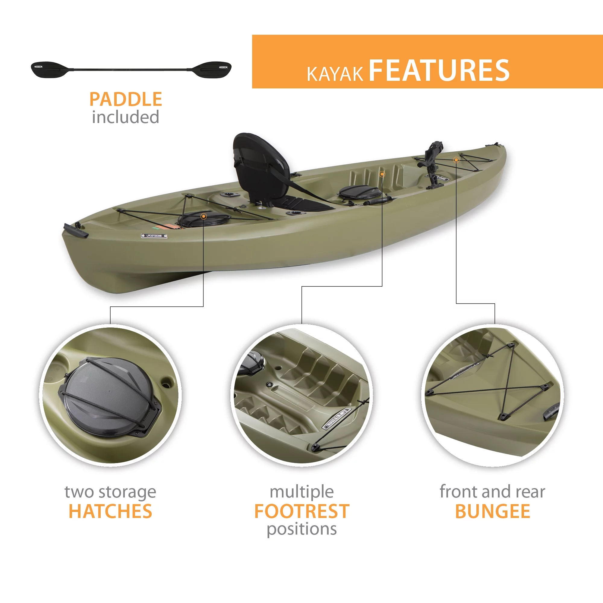 Lifetime Tamarack Angler 100 Fishing Kayak - Olive Green (90539) - Womvr
