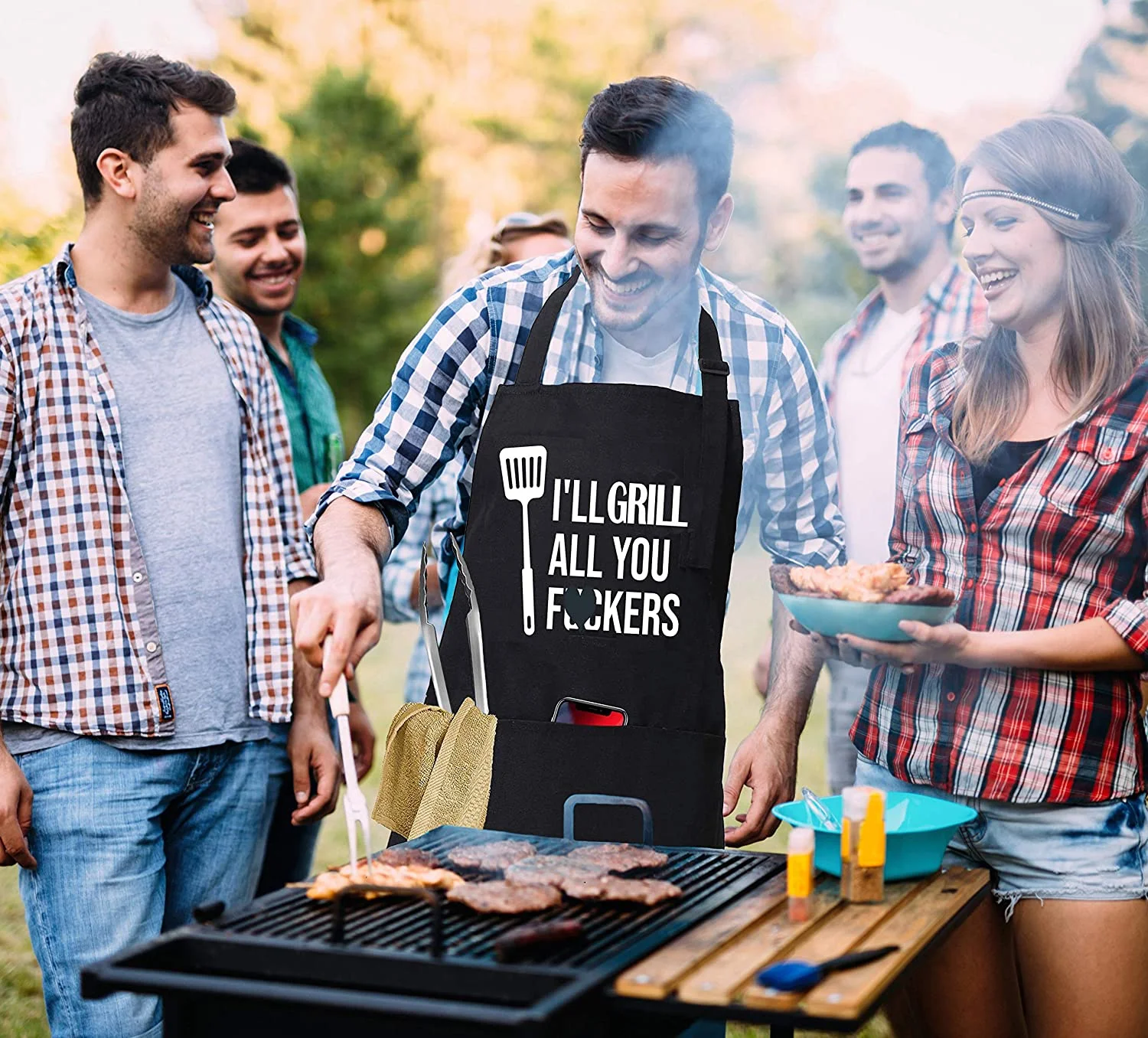 41Pcs BBQ Grill Tool Set with Storage Bag Extra Thick Stainless Steel Spatula Fork & Tongs - Womvr