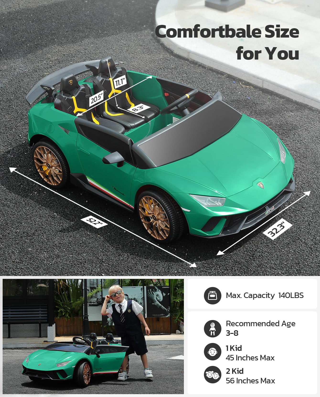 Lamborghini Huracan Ride on Car Real 2 Seater, Powered Electric Vehicle with Parent Remote, Maximum 4.0mph Ride on Toys for 3-8 Years Kids,Pink - Womvr