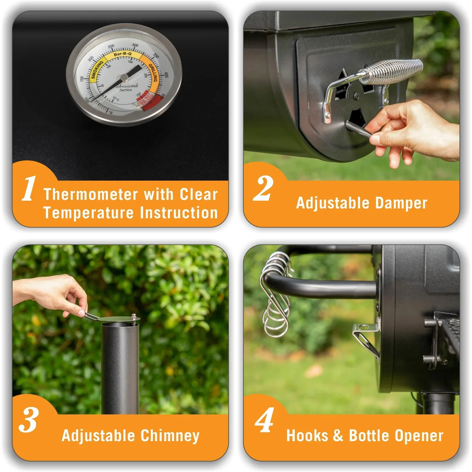 MF Studio Charcoal Grill with Offset Smoker 941 sq.in. Extra Large BBQ Grill Black - Womvr