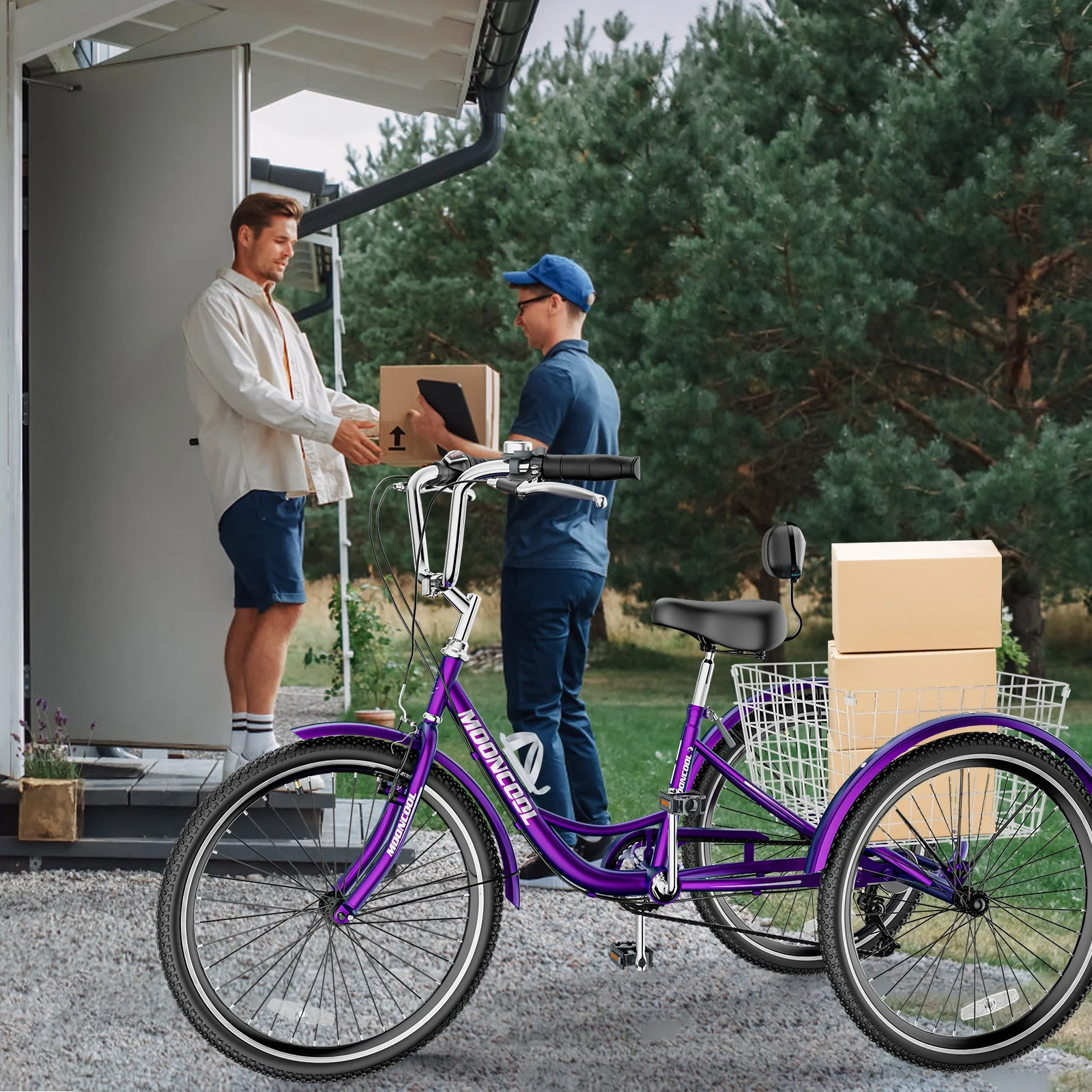 Lilypelle Adult Tricycles 7 Speed 20/24/26 Inch Three Wheel Bike Cruiser Trike with Low-Step Through Frame/Large Basket for Men, Women, Seniors - Womvr