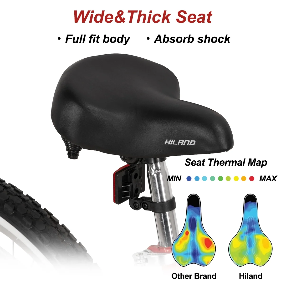 Hiland 26 inch Women's Men's Beach Cruiser Bike Bicycle Red Black Blue - Womvr