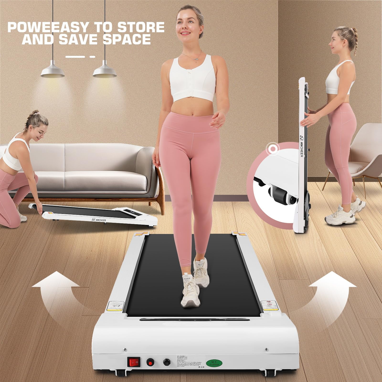 ANCHEER Walking Pad Under Desk Treadmill, 2.5HP Treadmill with Remote Control, 2 in 1 Treadmills for Home Office with Quiete, Max 250lbs Weight Capacity & Installation-Free - Womvr