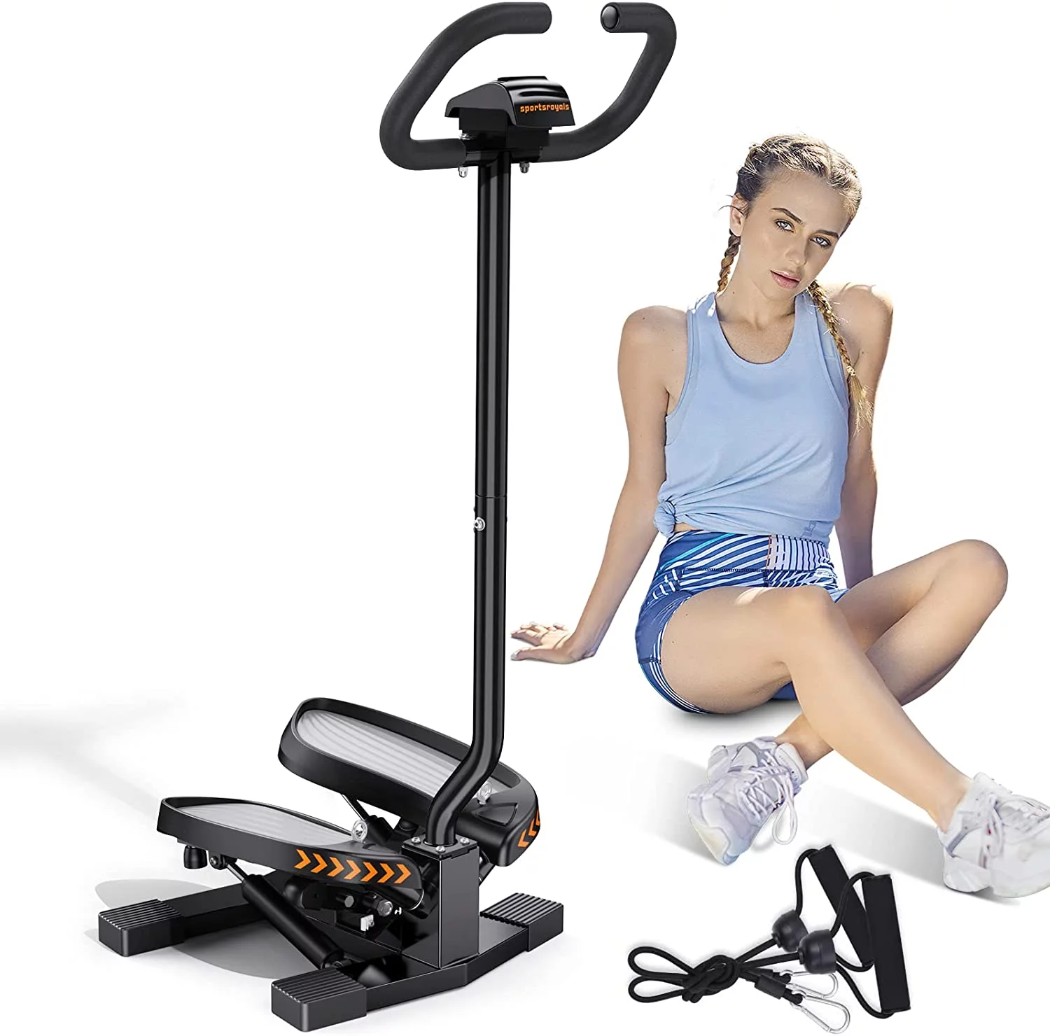 UPGO Portable Stair Stepper with Resistance Band for Home Mini Workout Stepper Exercise Machine with 330lbs Weight Capacity - Womvr